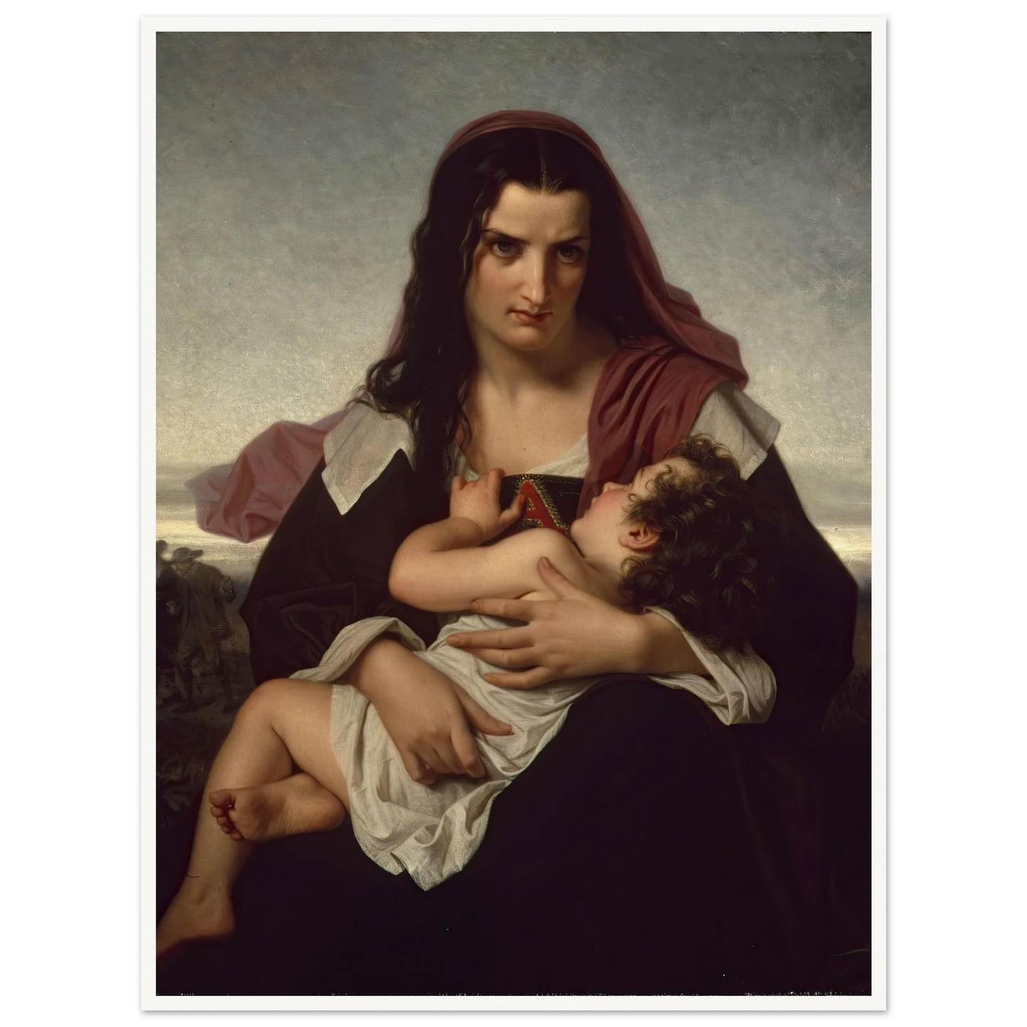 The Scarlet Letter (1861) Art Print | Hugues Merle - Framed Poster - 30x40 cm / 12x16″ - Black frame