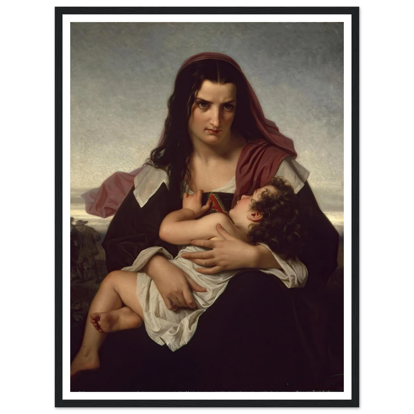 The Scarlet Letter (1861) Art Print | Hugues Merle - Framed Poster - 30x40 cm / 12x16″ - Black frame