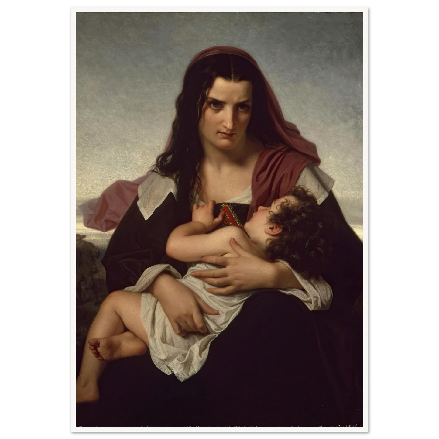The Scarlet Letter (1861) Art Print | Hugues Merle - Framed Poster - 30x40 cm / 12x16″ - Black frame