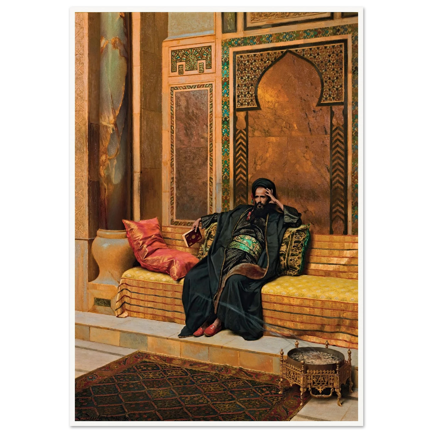 The Scholar (1901) Art Print | Ludwig Deutsch - Framed Poster - 30x40 cm / 12x16″ - Black frame