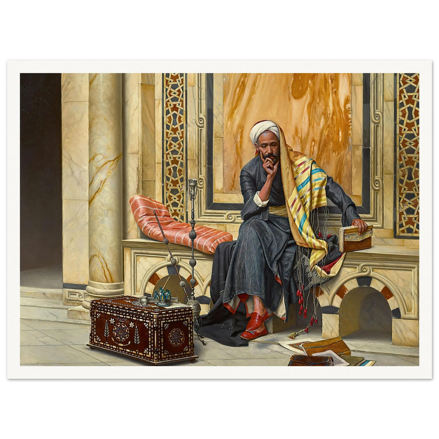 The Scribe (1894) Art Print | Ludwig Deutsch - Framed Poster - 30x40 cm / 12x16″ - Black frame