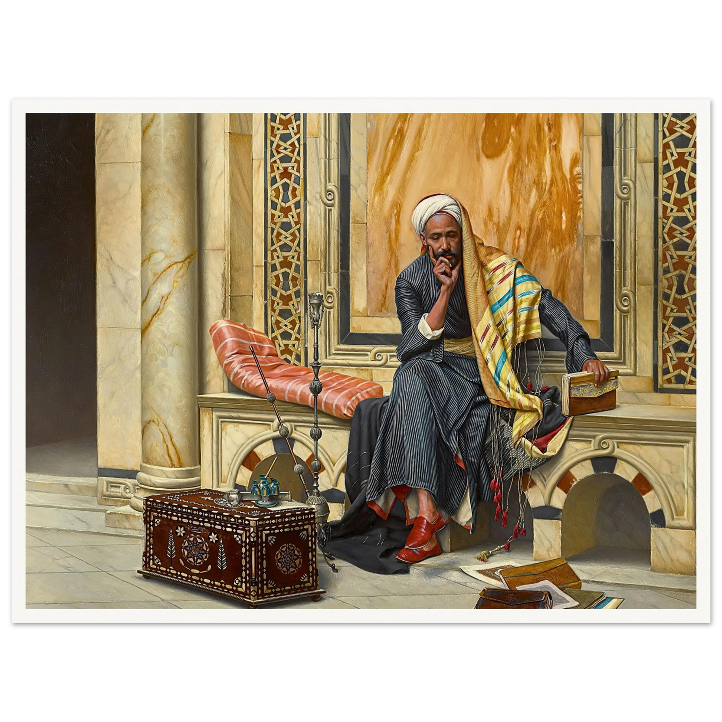 The Scribe (1894) Art Print | Ludwig Deutsch - Framed Poster - 30x40 cm / 12x16″ - Black frame