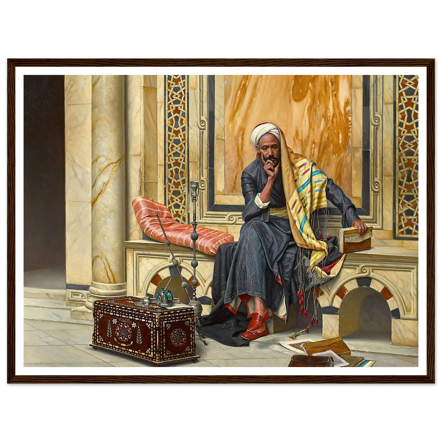 The Scribe (1894) Art Print | Ludwig Deutsch - Framed Poster - 30x40 cm / 12x16″ - Black frame