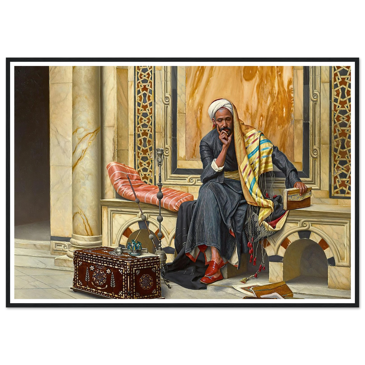 The Scribe (1894) Art Print | Ludwig Deutsch - Framed Poster - 30x40 cm / 12x16″ - Black frame