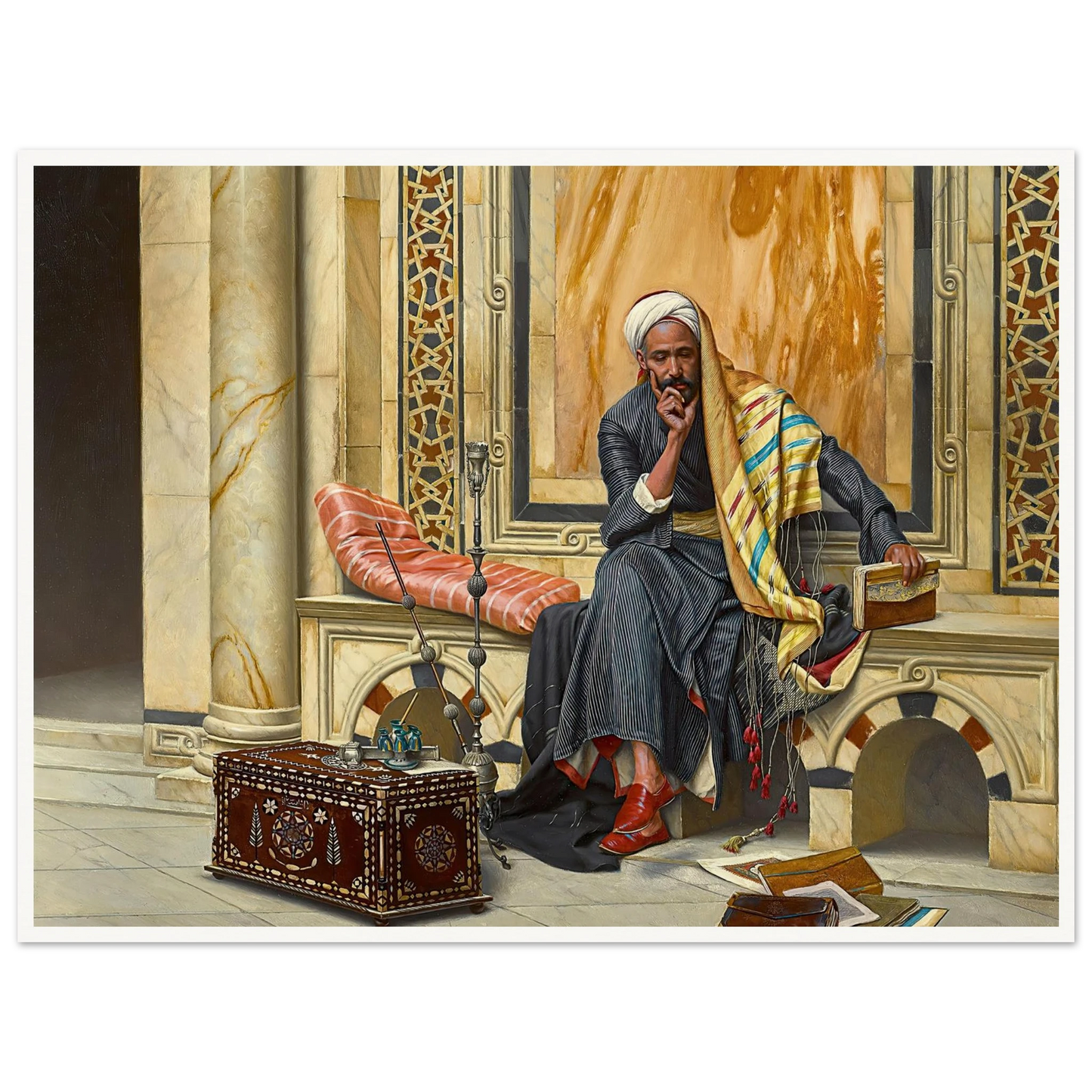 The Scribe (1894) Art Print | Ludwig Deutsch - Framed Poster - 30x40 cm / 12x16″ - Black frame