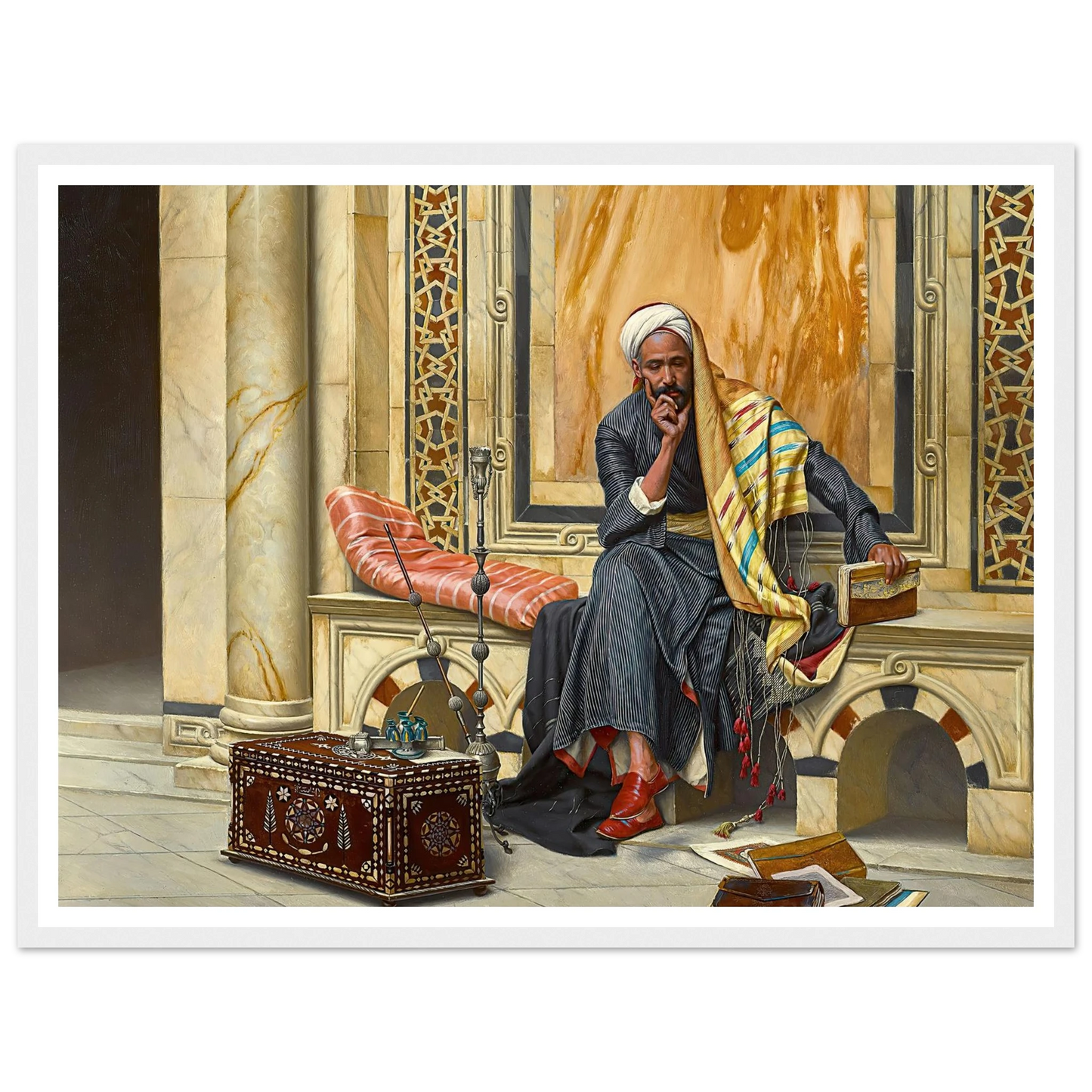 The Scribe (1894) Art Print | Ludwig Deutsch - Framed Poster - 30x40 cm / 12x16″ - Black frame