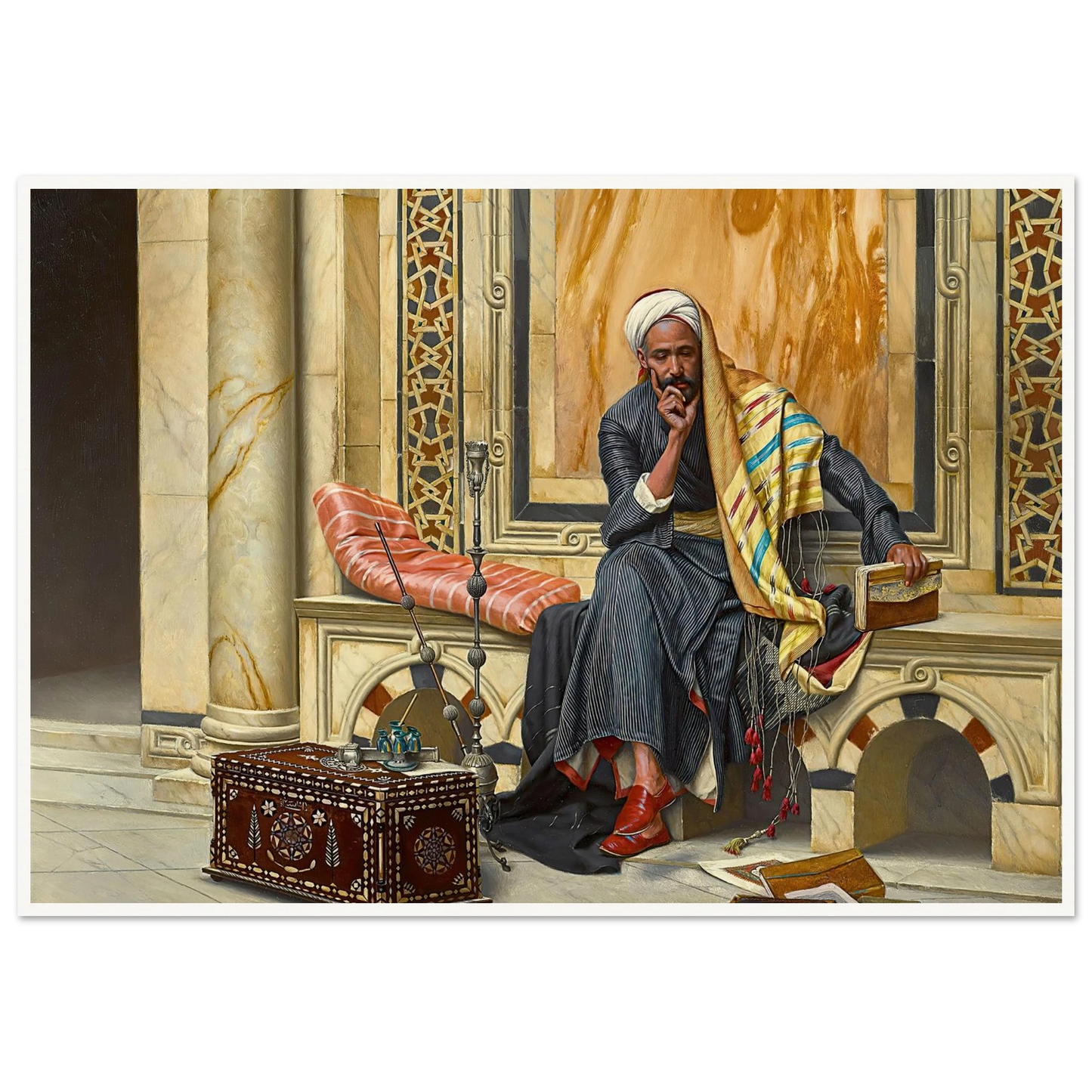 The Scribe (1894) Art Print | Ludwig Deutsch - Framed Poster - 30x40 cm / 12x16″ - Black frame