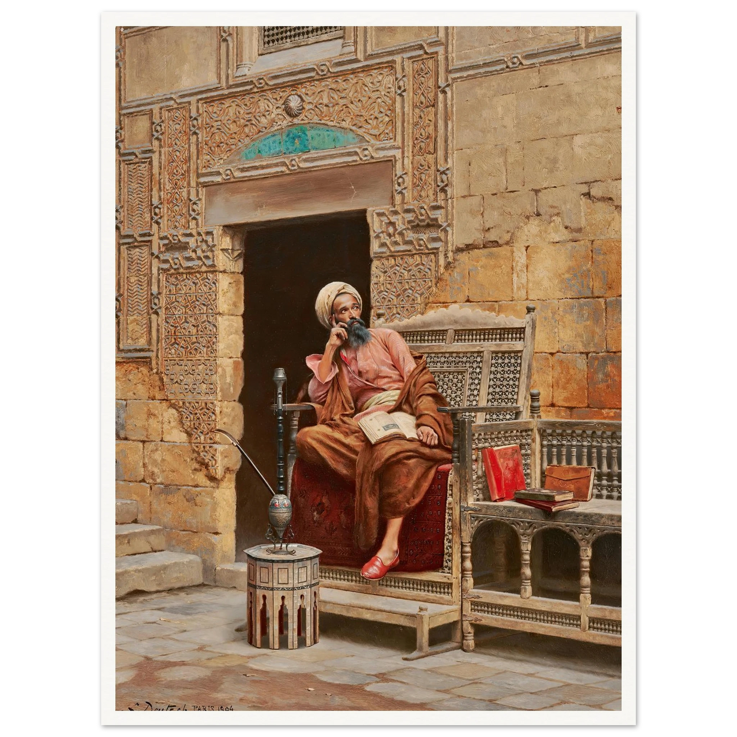 The Scribe (1904) Art Print | Ludwig Deutsch - Framed Poster - 30x40 cm / 12x16″ - Black frame