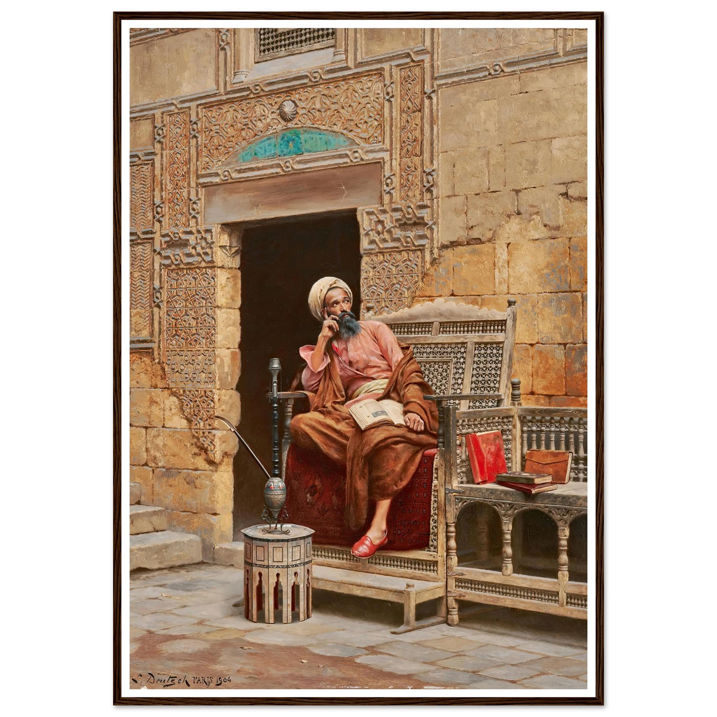 The Scribe (1904) Art Print | Ludwig Deutsch - Framed Poster - 30x40 cm / 12x16″ - Black frame