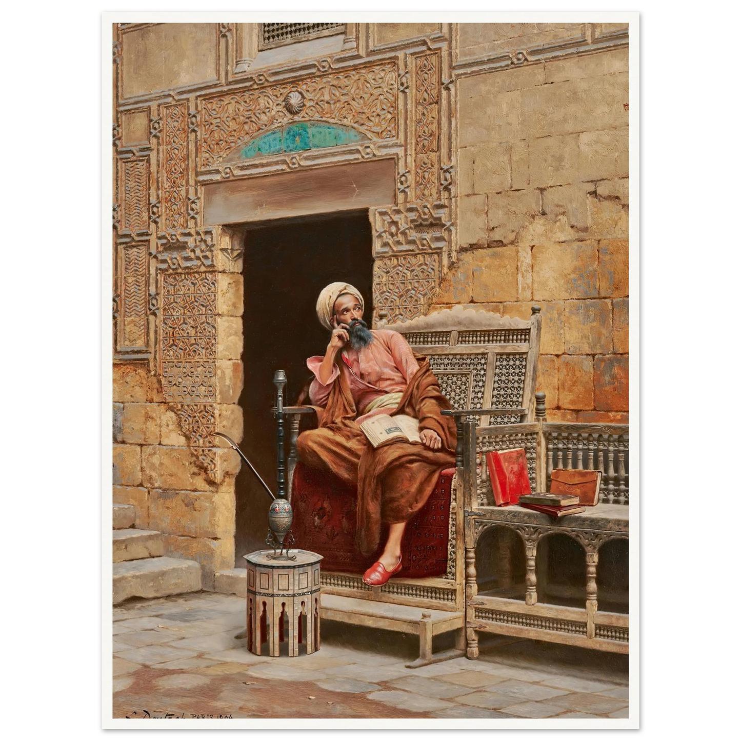 The Scribe (1904) Art Print | Ludwig Deutsch - Framed Poster - 30x40 cm / 12x16″ - Black frame