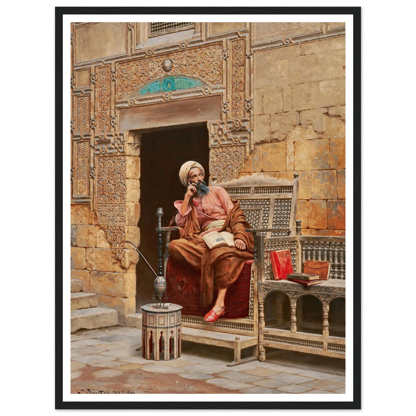 The Scribe (1904) Art Print | Ludwig Deutsch - Framed Poster - 30x40 cm / 12x16″ - Black frame