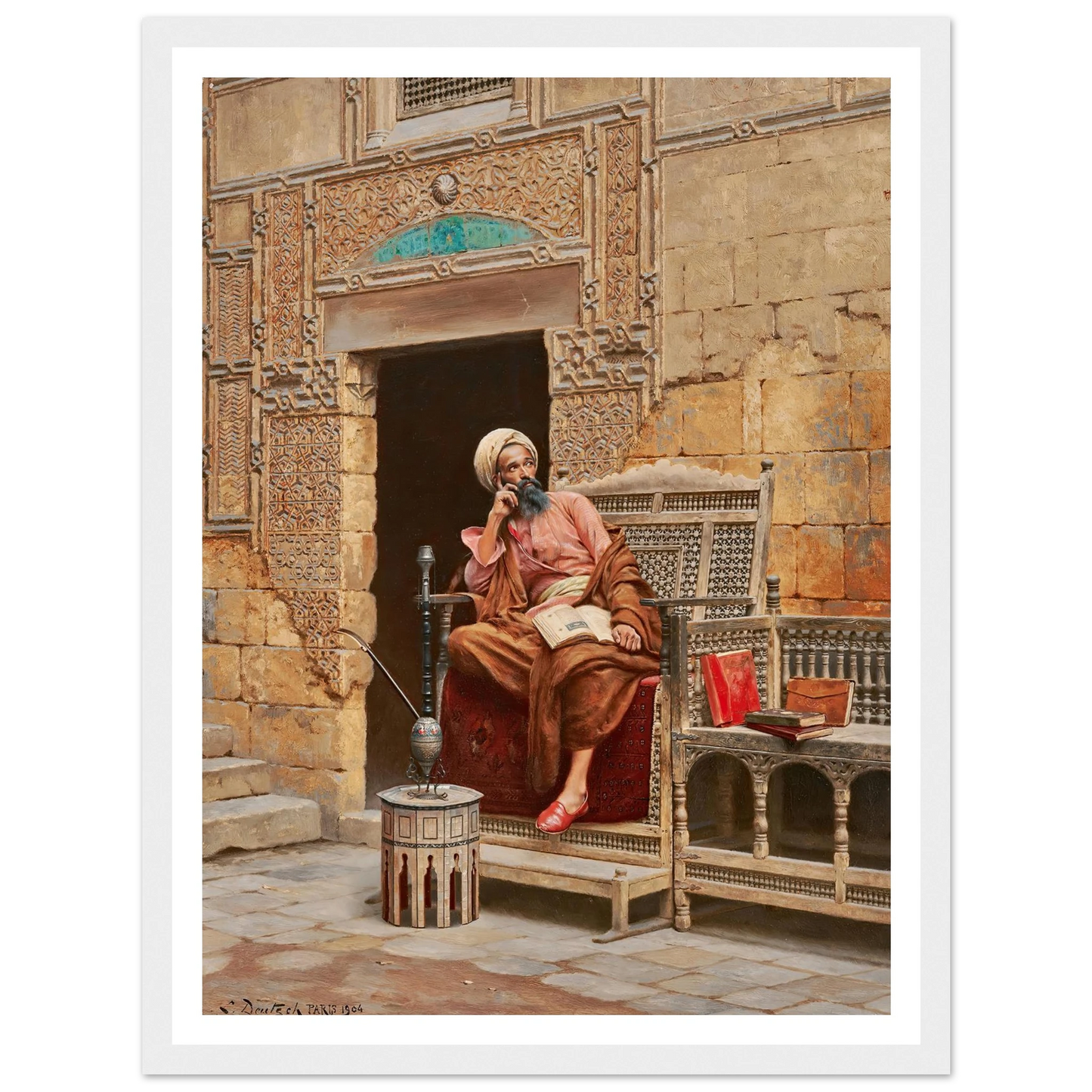 The Scribe (1904) Art Print | Ludwig Deutsch - Framed Poster - 30x40 cm / 12x16″ - Black frame