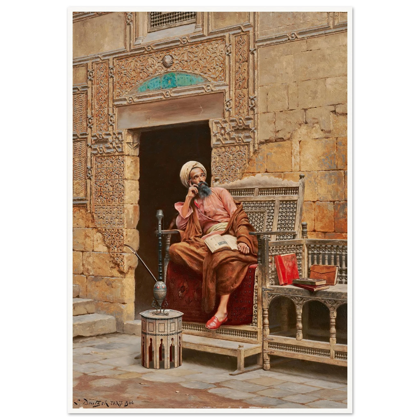 The Scribe (1904) Art Print | Ludwig Deutsch - Framed Poster - 30x40 cm / 12x16″ - Black frame