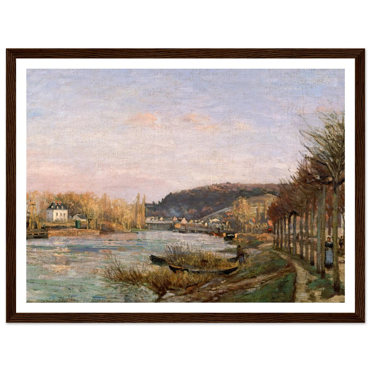 The Seine at Bougival (1870) Art Print | Camille Pissarro - Framed Poster - 30x40 cm / 12x16″ - Black frame