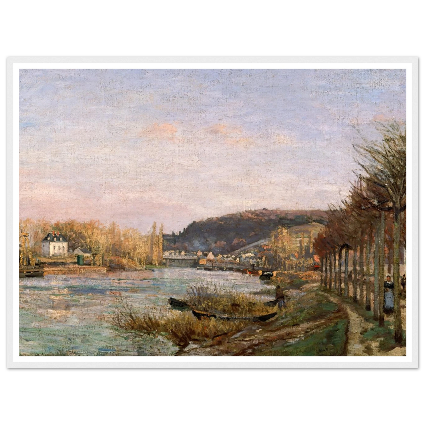 The Seine at Bougival (1870) Art Print | Camille Pissarro - Framed Poster - 30x40 cm / 12x16″ - Black frame