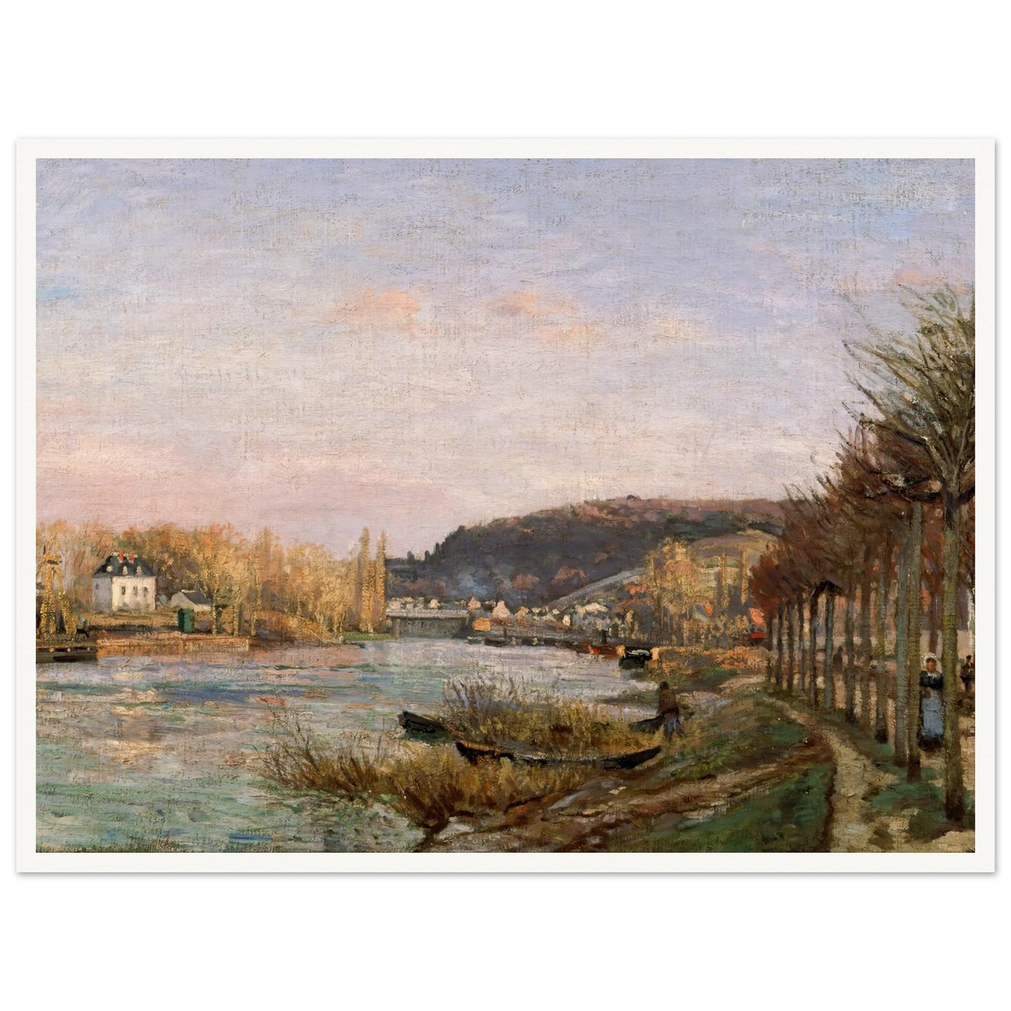 The Seine at Bougival (1870) Art Print | Camille Pissarro - Framed Poster - 30x40 cm / 12x16″ - Black frame