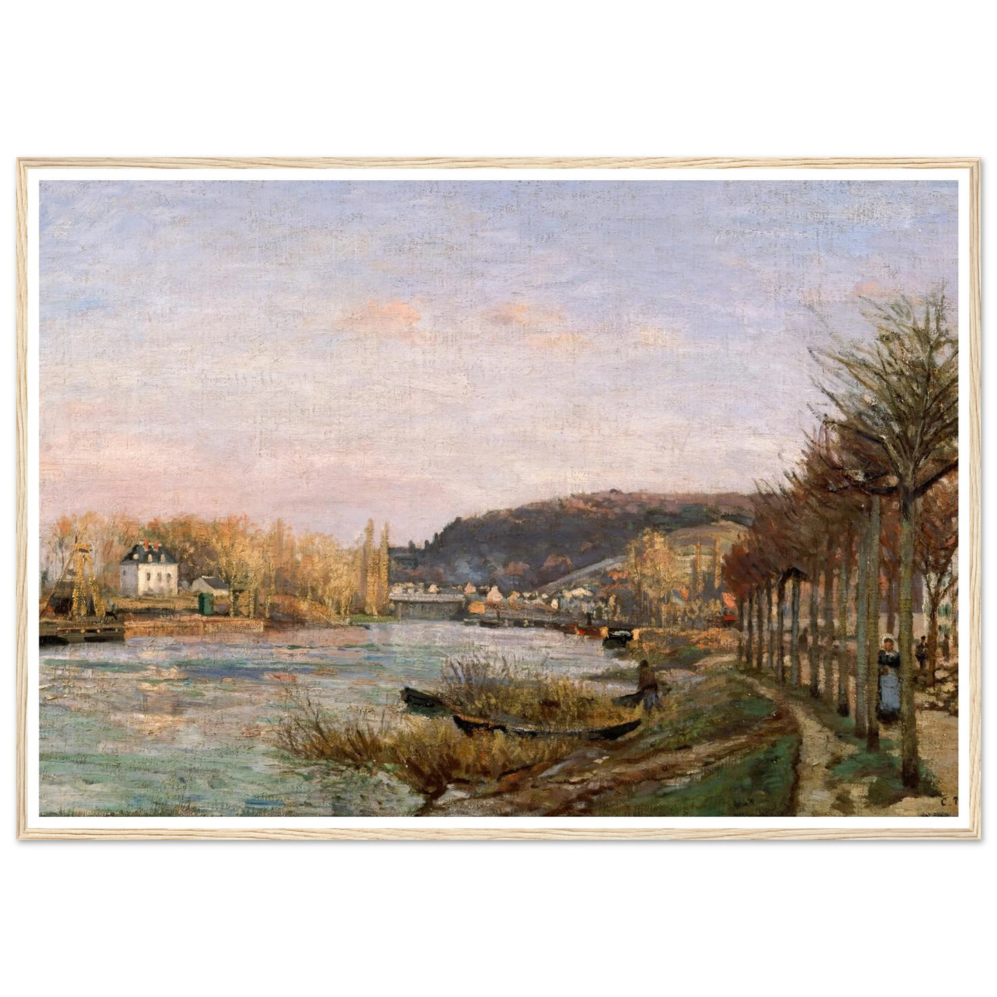 The Seine at Bougival (1870) Art Print | Camille Pissarro - Framed Poster - 30x40 cm / 12x16″ - Black frame