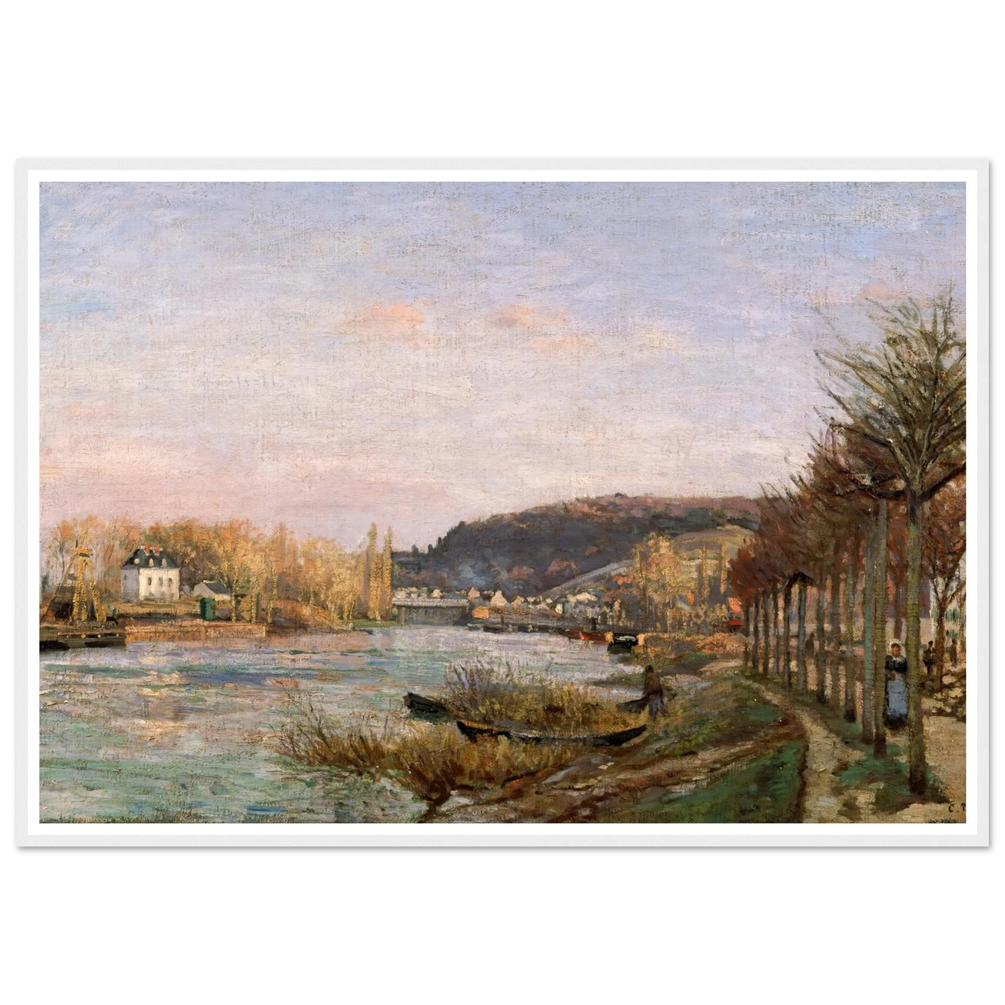 The Seine at Bougival (1870) Art Print | Camille Pissarro - Framed Poster - 30x40 cm / 12x16″ - Black frame