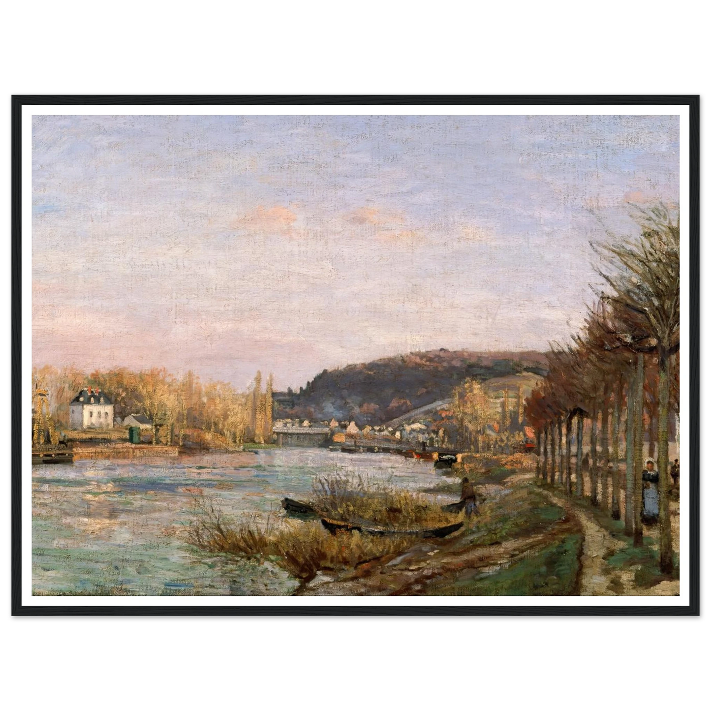 The Seine at Bougival (1870) Art Print | Camille Pissarro - Framed Poster - 30x40 cm / 12x16″ - Black frame