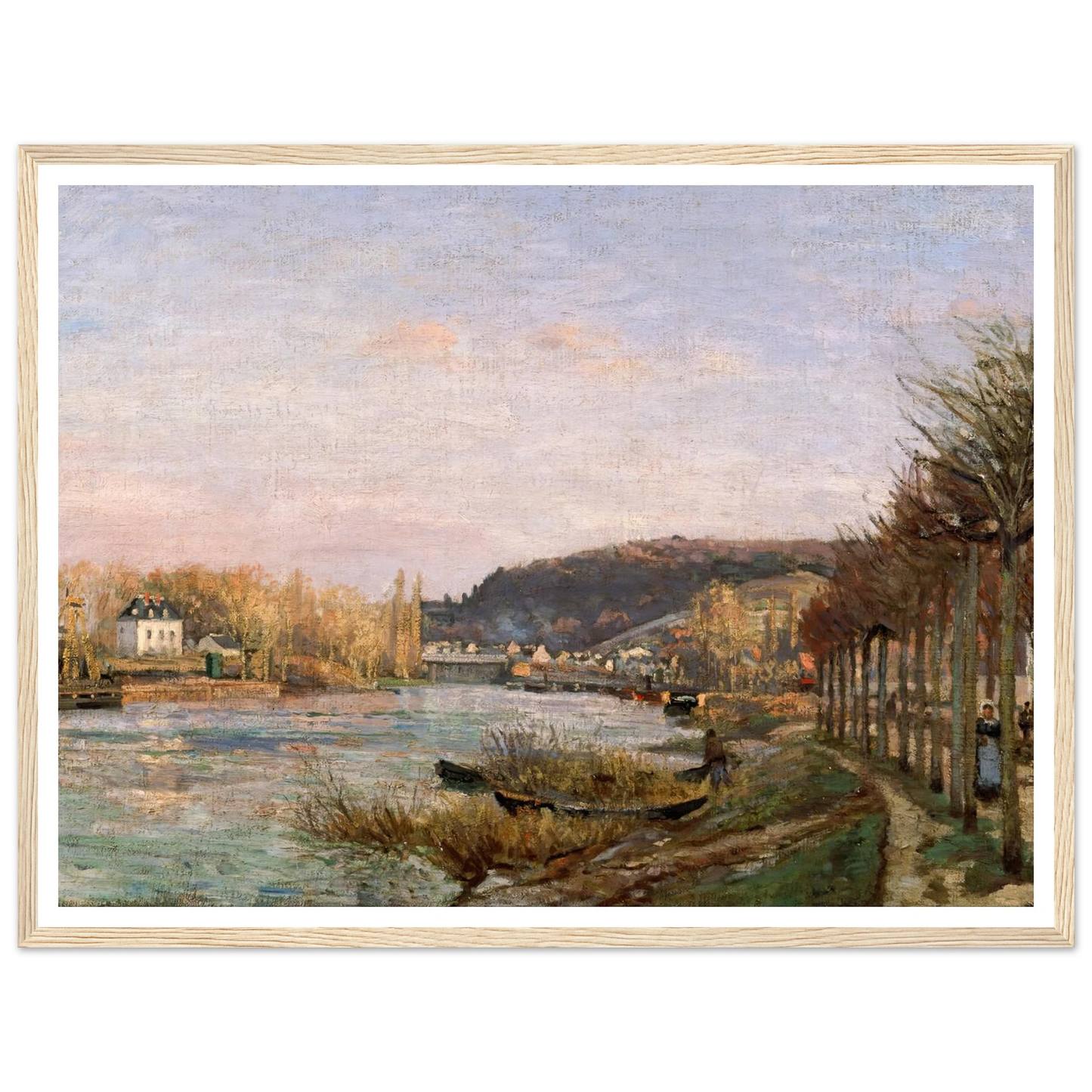 The Seine at Bougival (1870) Art Print | Camille Pissarro - Framed Poster - 30x40 cm / 12x16″ - Black frame
