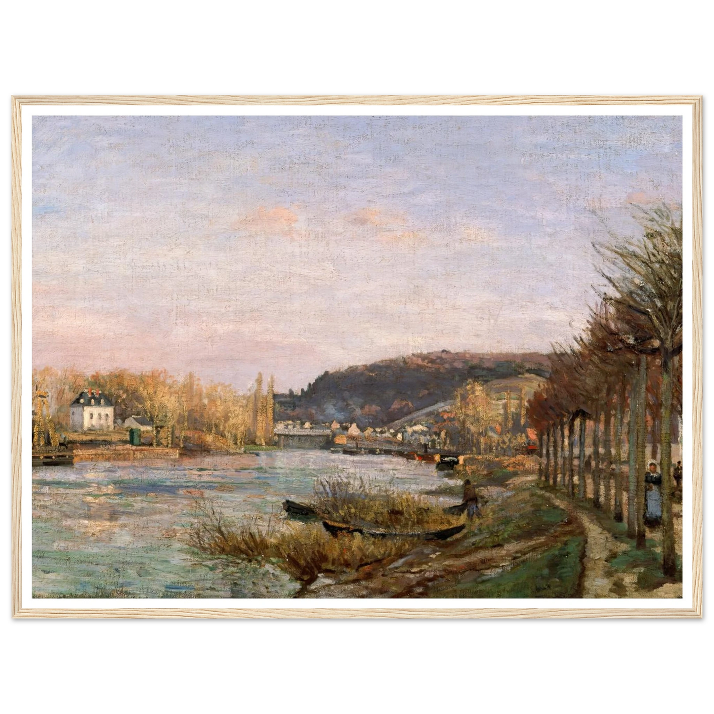The Seine at Bougival (1870) Art Print | Camille Pissarro - Framed Poster - 30x40 cm / 12x16″ - Black frame