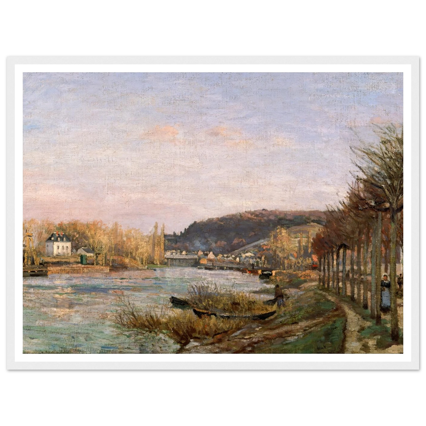 The Seine at Bougival (1870) Art Print | Camille Pissarro - Framed Poster - 30x40 cm / 12x16″ - Black frame