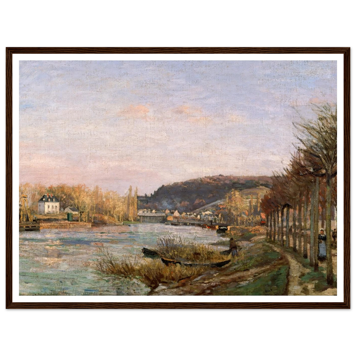The Seine at Bougival (1870) Art Print | Camille Pissarro - Framed Poster - 30x40 cm / 12x16″ - Black frame