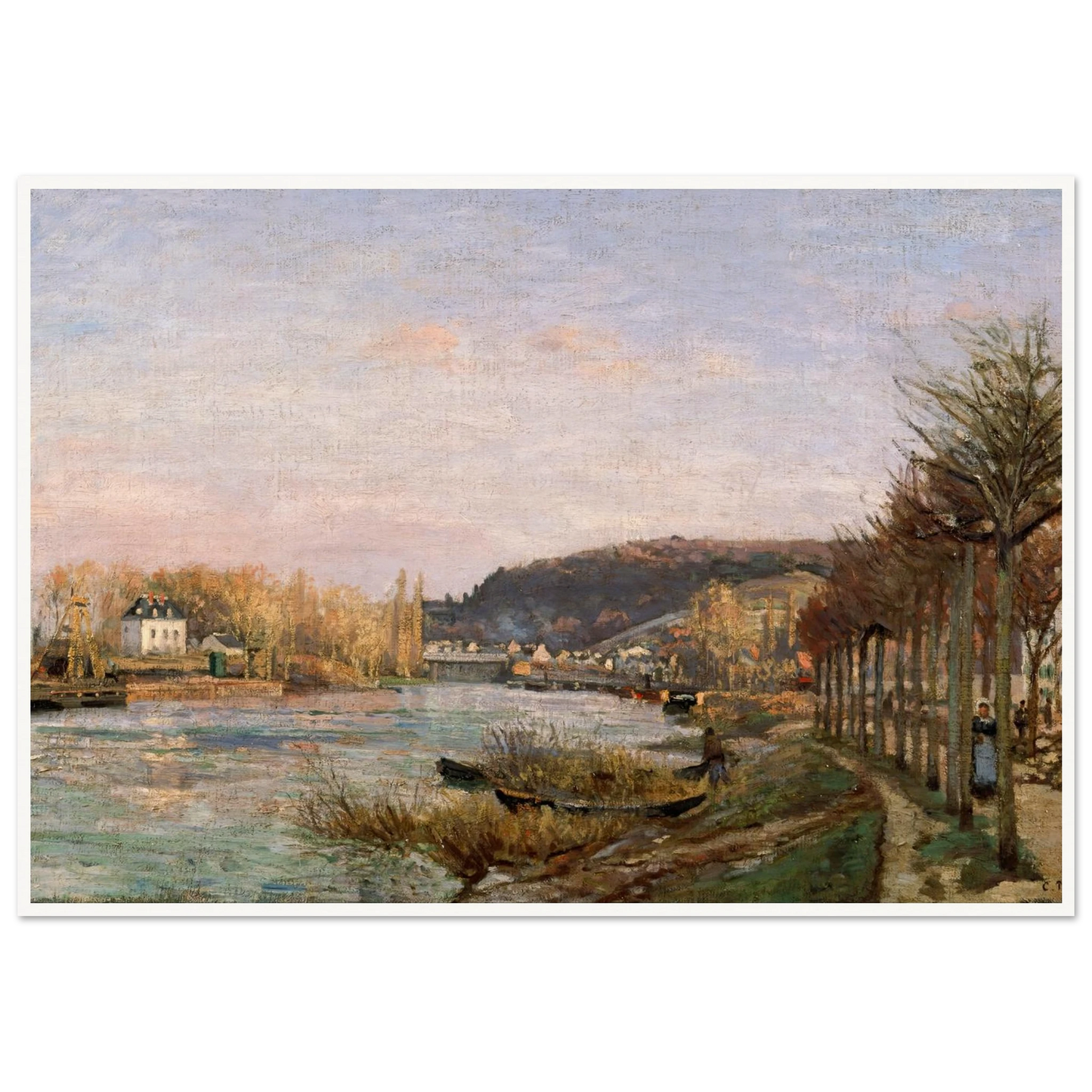 The Seine at Bougival (1870) Art Print | Camille Pissarro - Framed Poster - 30x40 cm / 12x16″ - Black frame