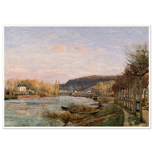 The Seine at Bougival (1870) Art Print | Camille Pissarro - Framed Poster - 30x40 cm / 12x16″ - Black frame