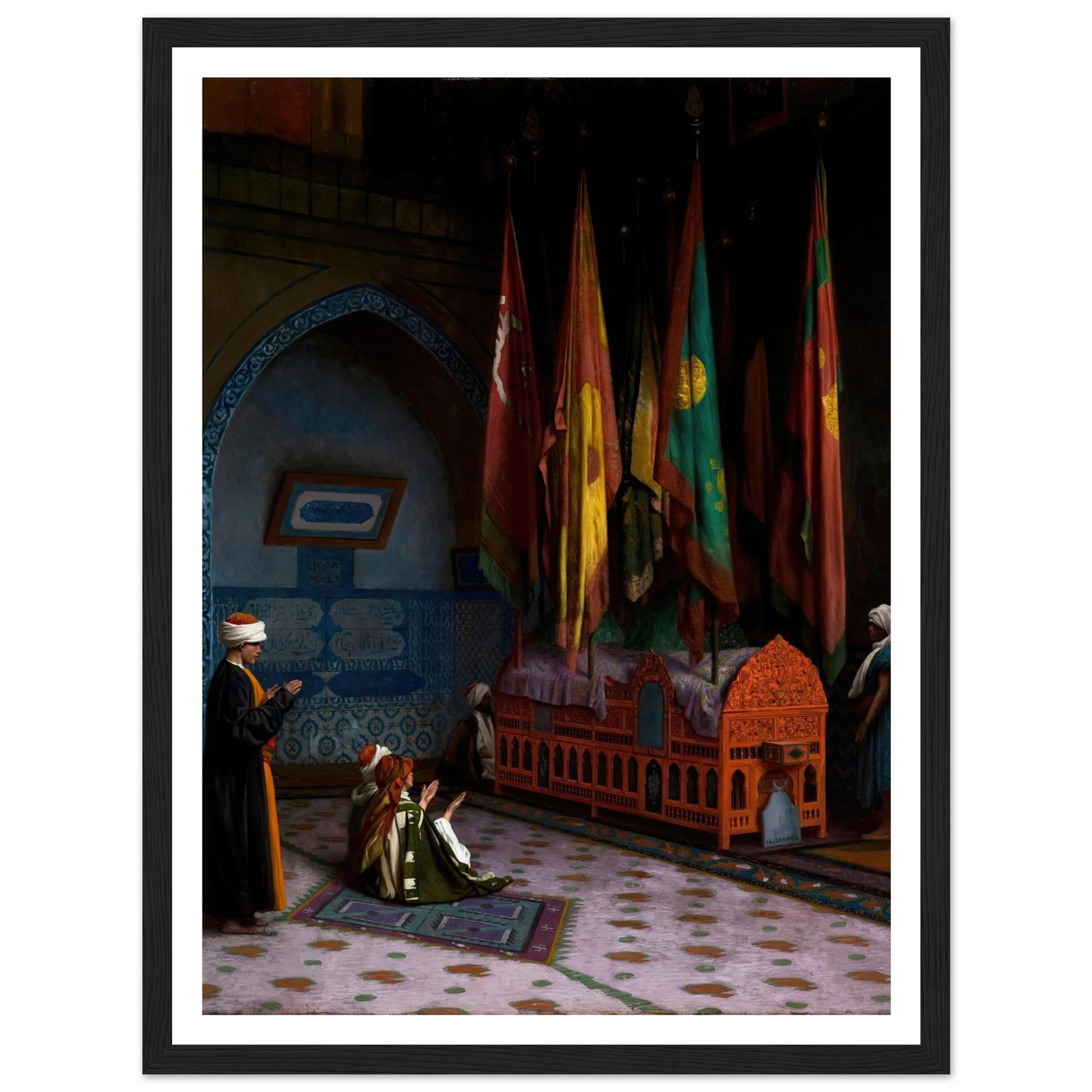 The Sentinel at the Sultan’s Tomb (1824–1904) Art Print | Jean Leon Gerome - Framed Poster - 30x40 cm / 12x16″ - Black frame