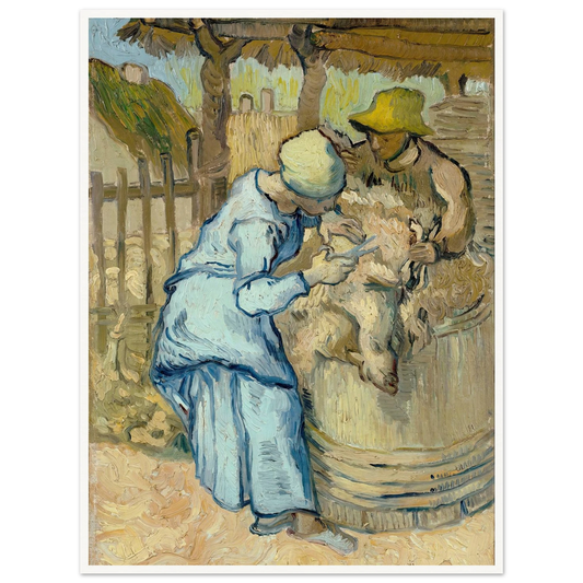 The Sheep-Shearer (After Millet) Art Print | Vincent van Gogh - Framed Poster - 30x40 cm / 12x16″ - Black frame