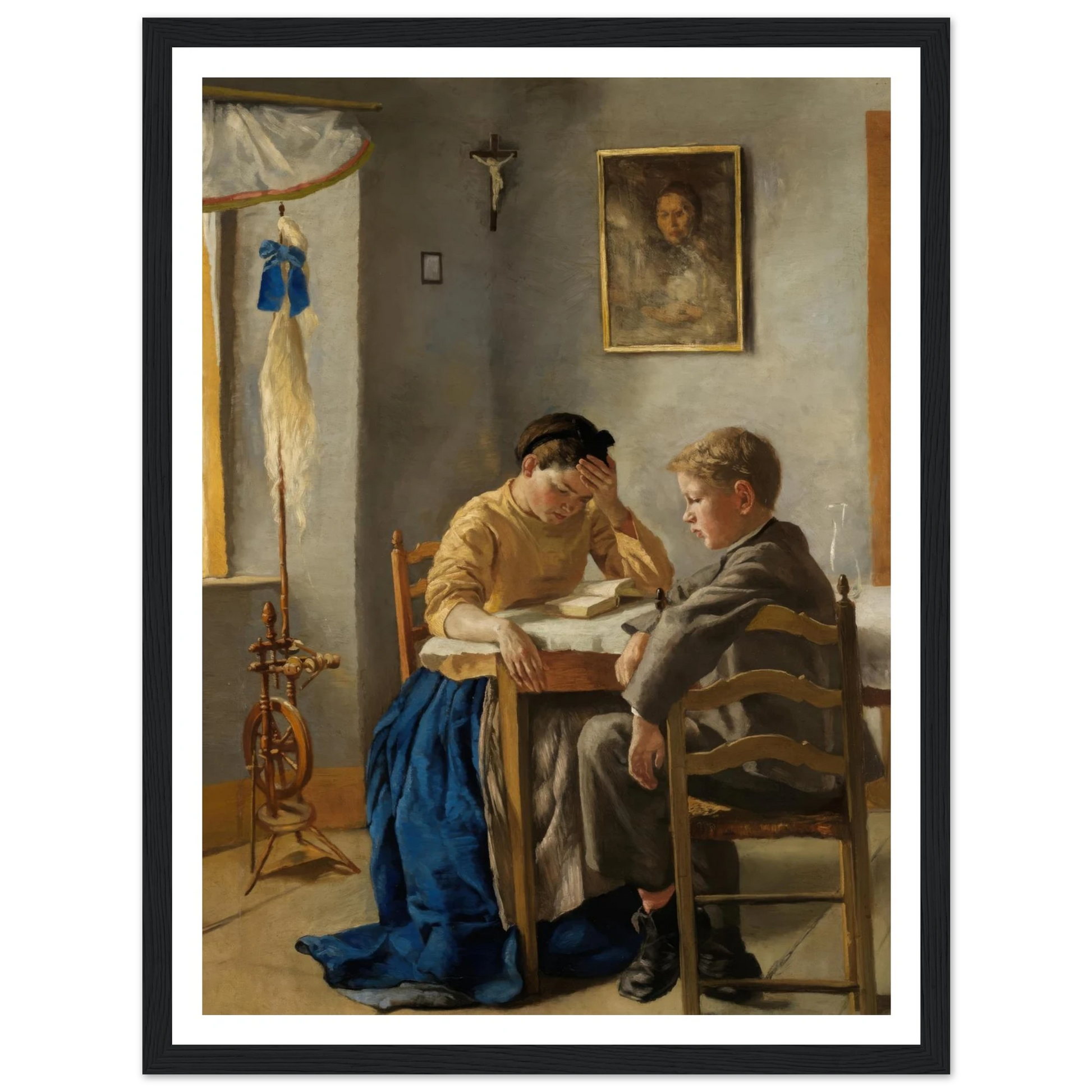 The siblings (1873) Art Print | Hans Thoma - Framed Poster - 30x40 cm / 12x16″ - Black frame