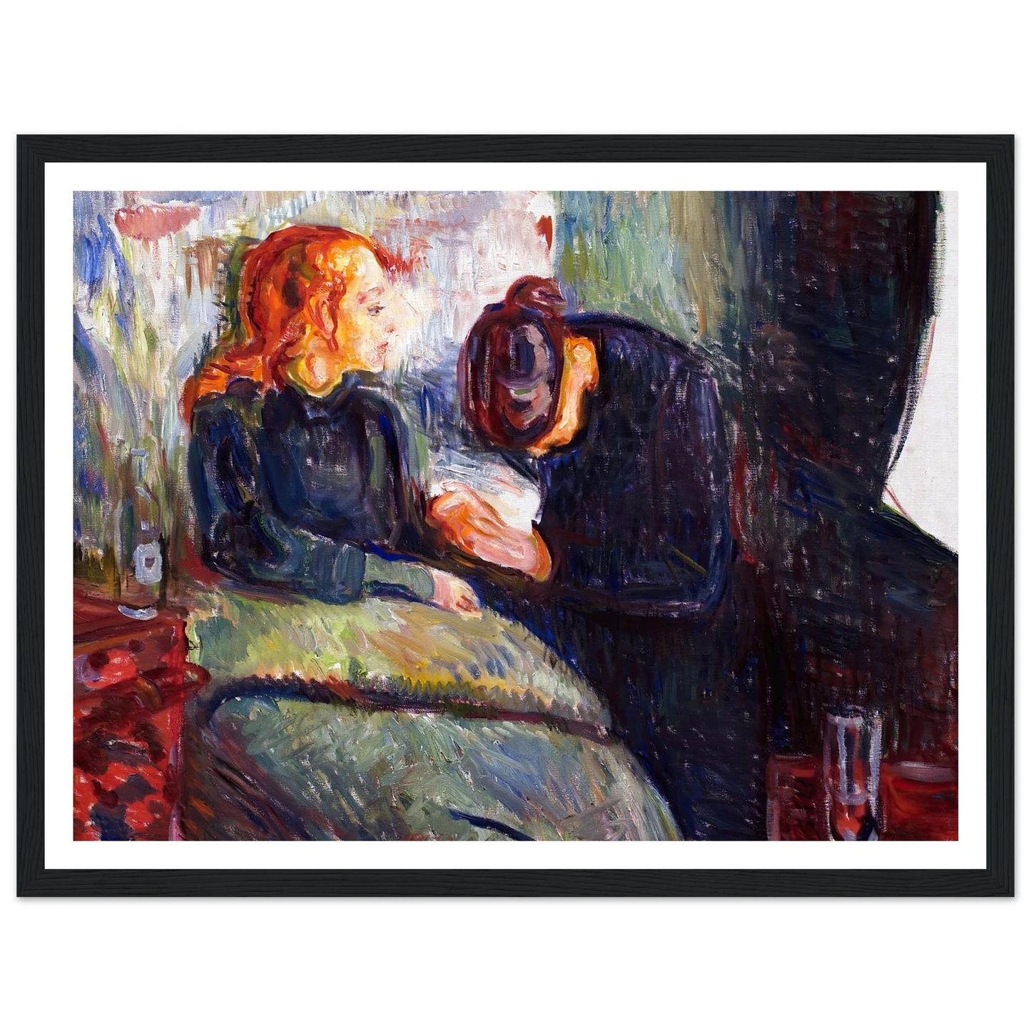The Sick Child (1907) Art Print | Edvard Munch - Framed Poster - 30x40 cm / 12x16″ - Black frame