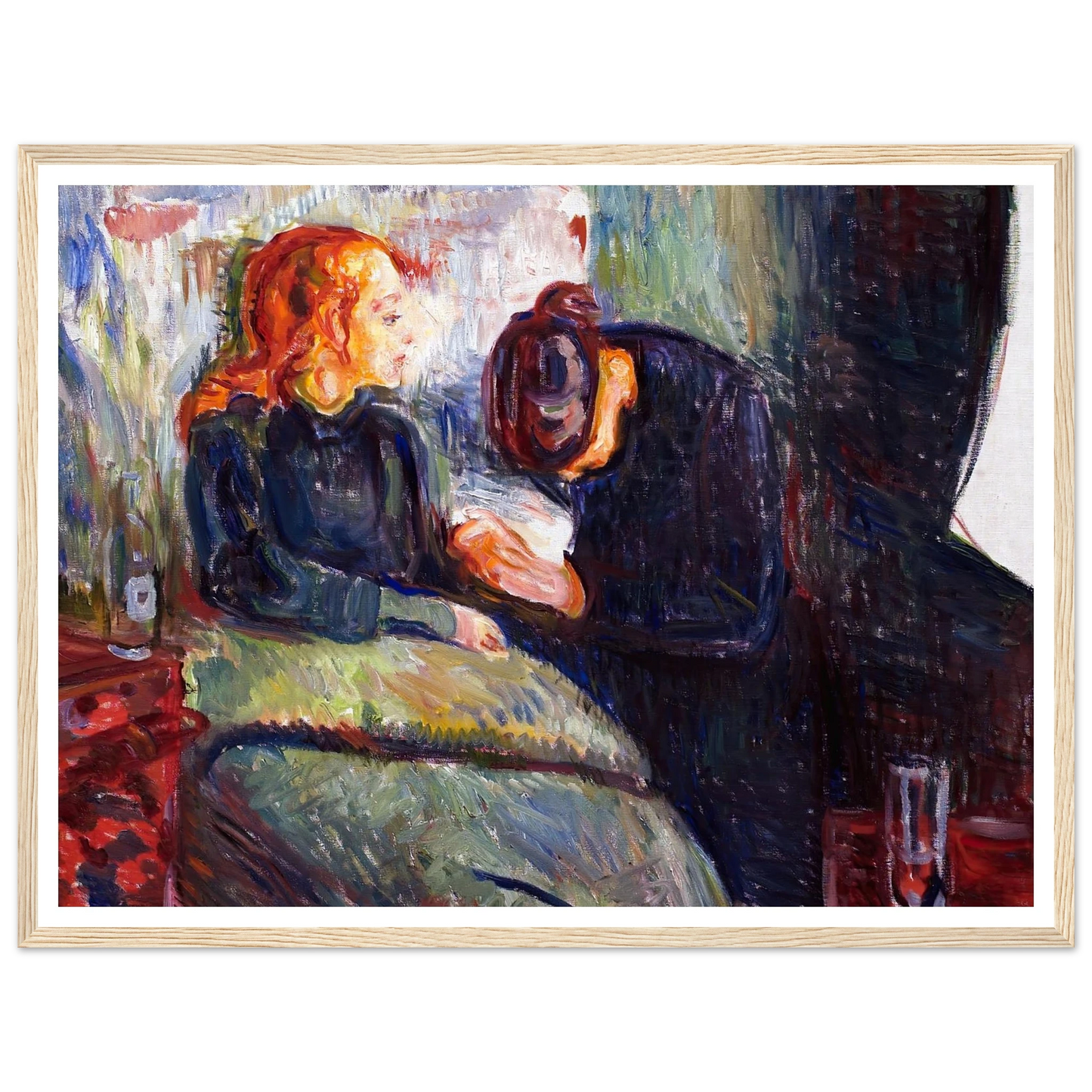The Sick Child (1907) Art Print | Edvard Munch - Framed Poster - 30x40 cm / 12x16″ - Black frame