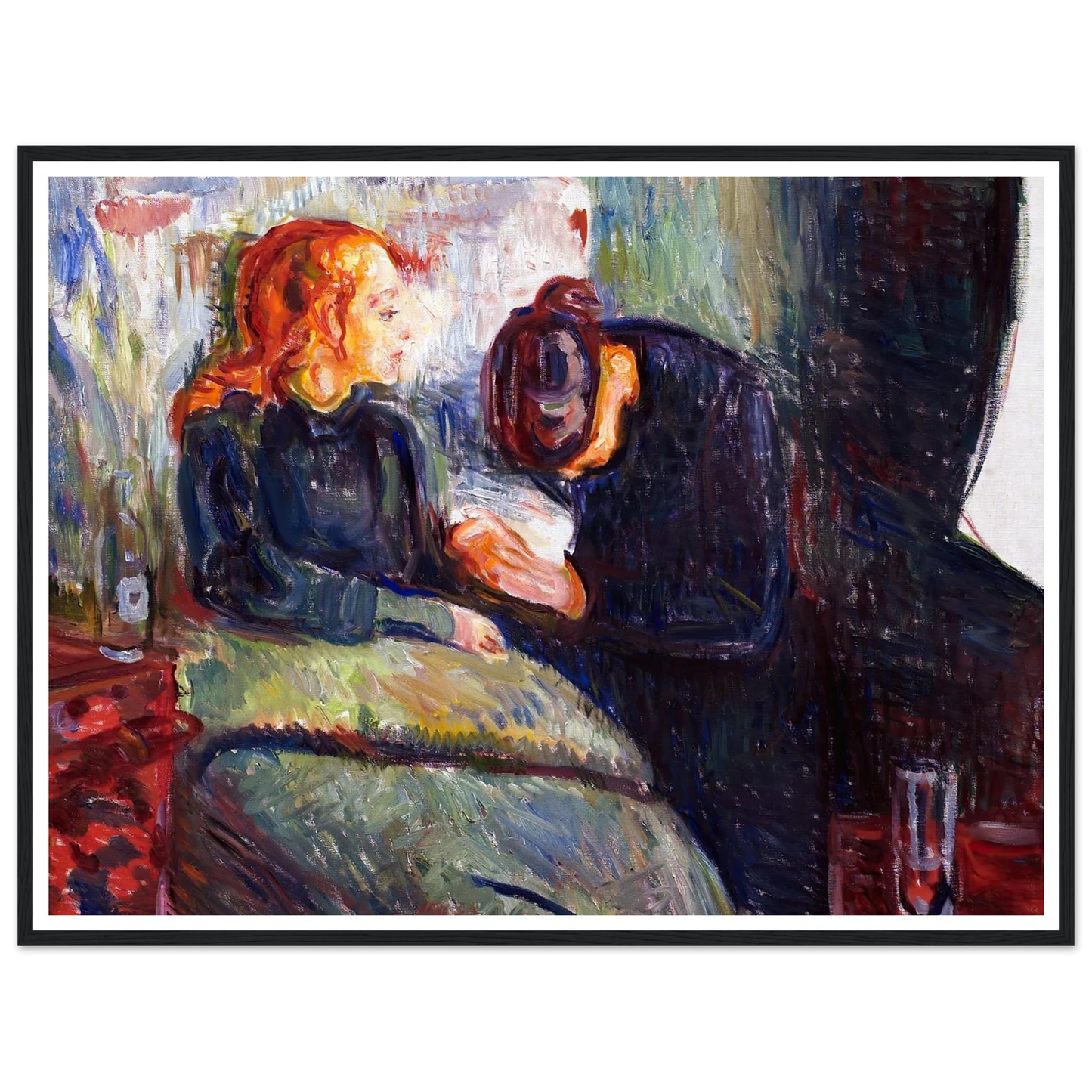 The Sick Child (1907) Art Print | Edvard Munch - Framed Poster - 30x40 cm / 12x16″ - Black frame