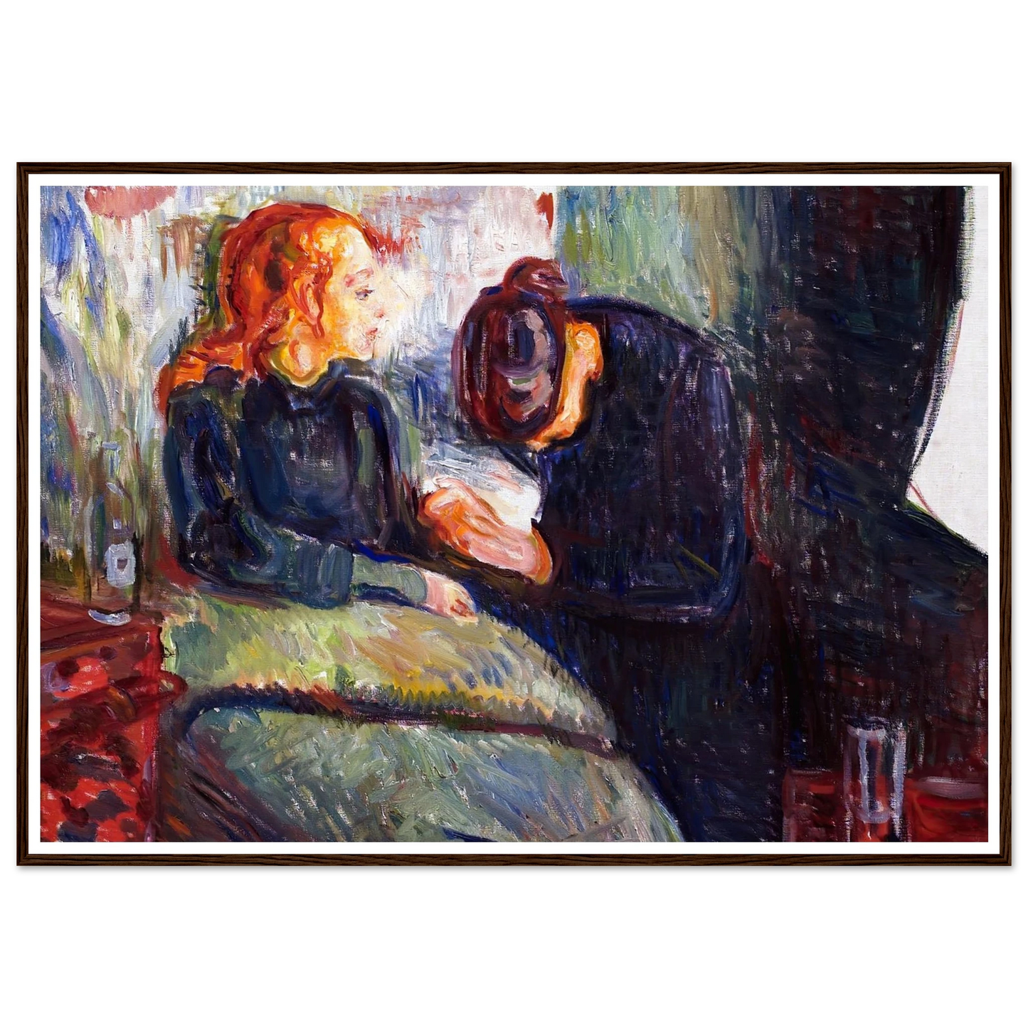 The Sick Child (1907) Art Print | Edvard Munch - Framed Poster - 30x40 cm / 12x16″ - Black frame