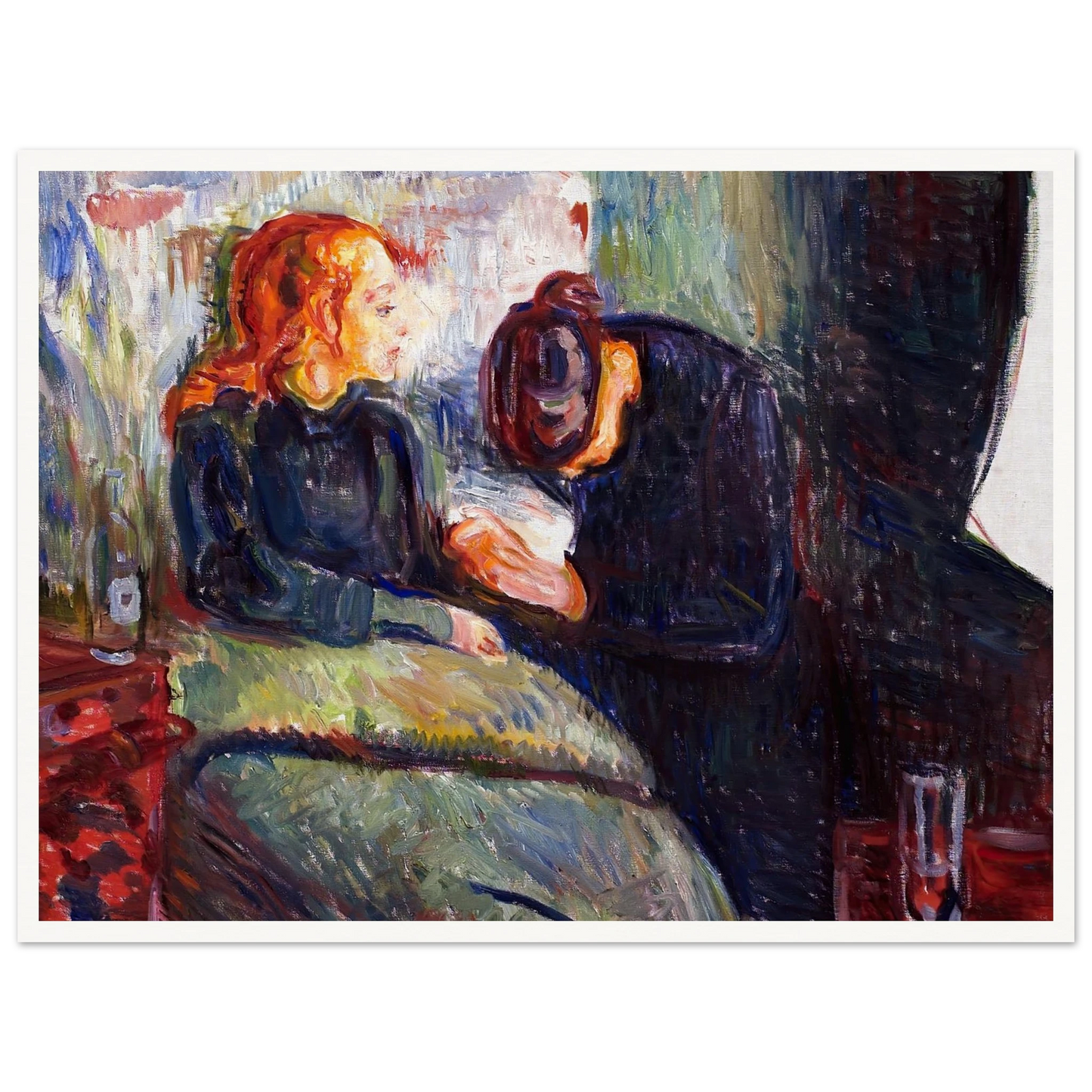 The Sick Child (1907) Art Print | Edvard Munch - Framed Poster - 30x40 cm / 12x16″ - Black frame