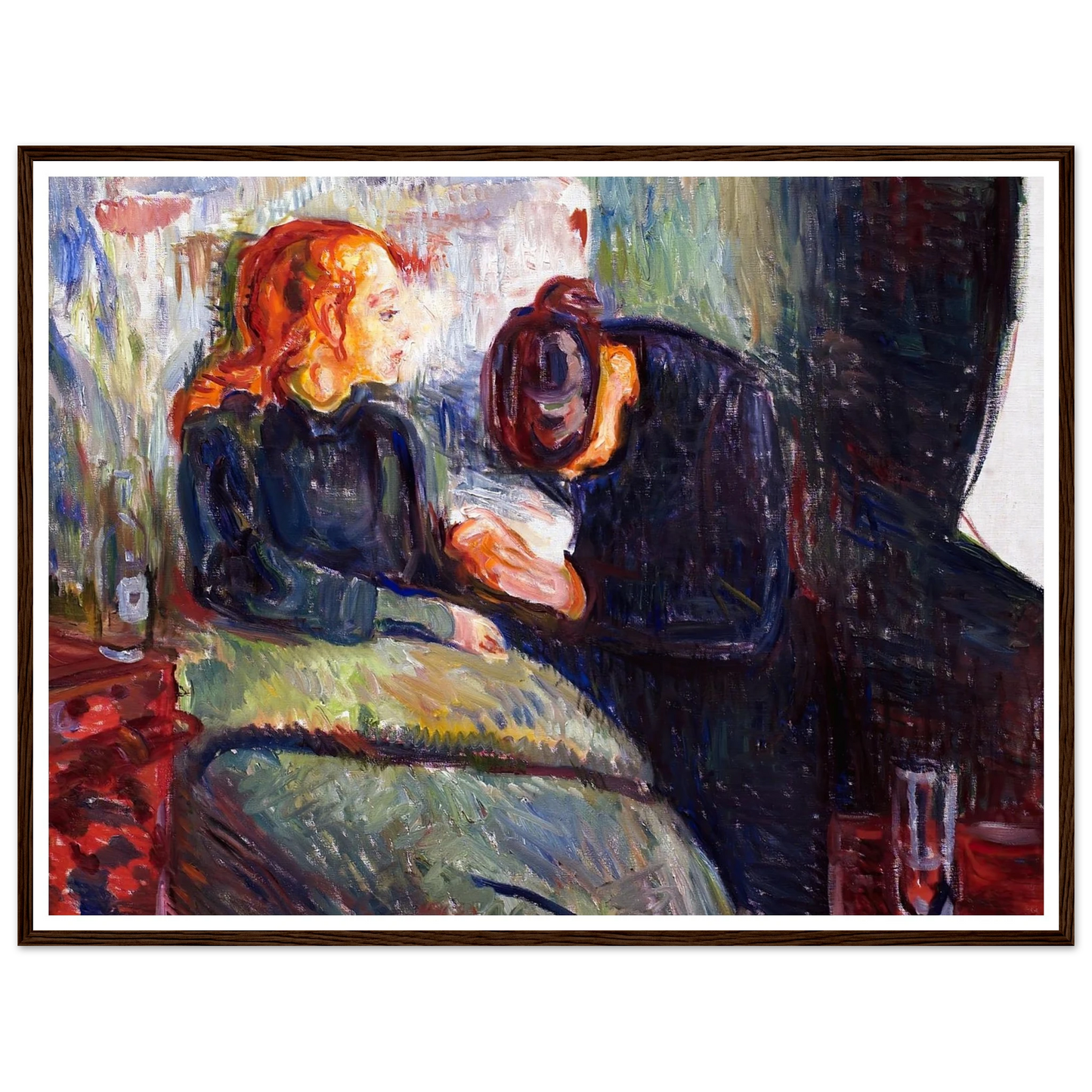 The Sick Child (1907) Art Print | Edvard Munch - Framed Poster - 30x40 cm / 12x16″ - Black frame