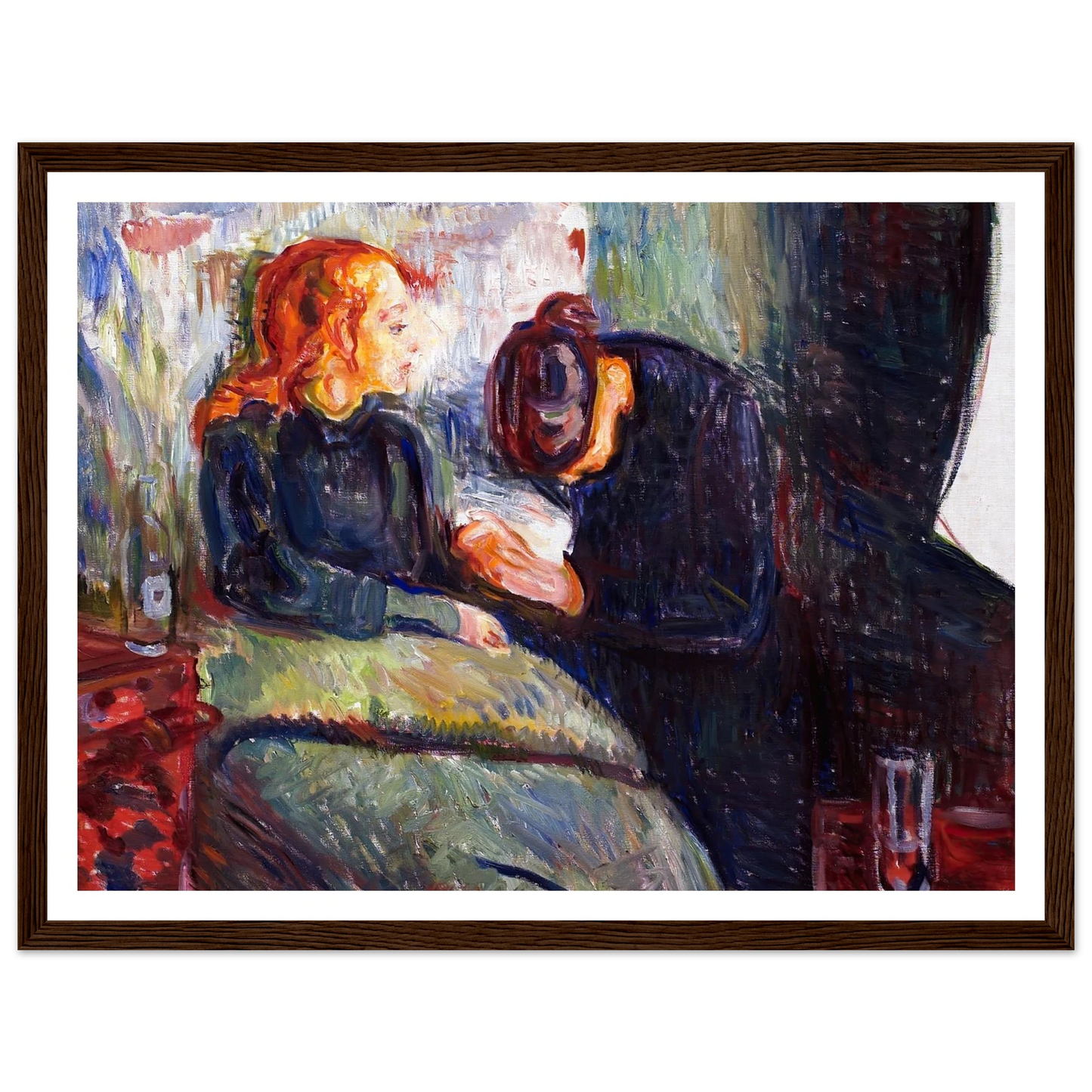The Sick Child (1907) Art Print | Edvard Munch - Framed Poster - 30x40 cm / 12x16″ - Black frame
