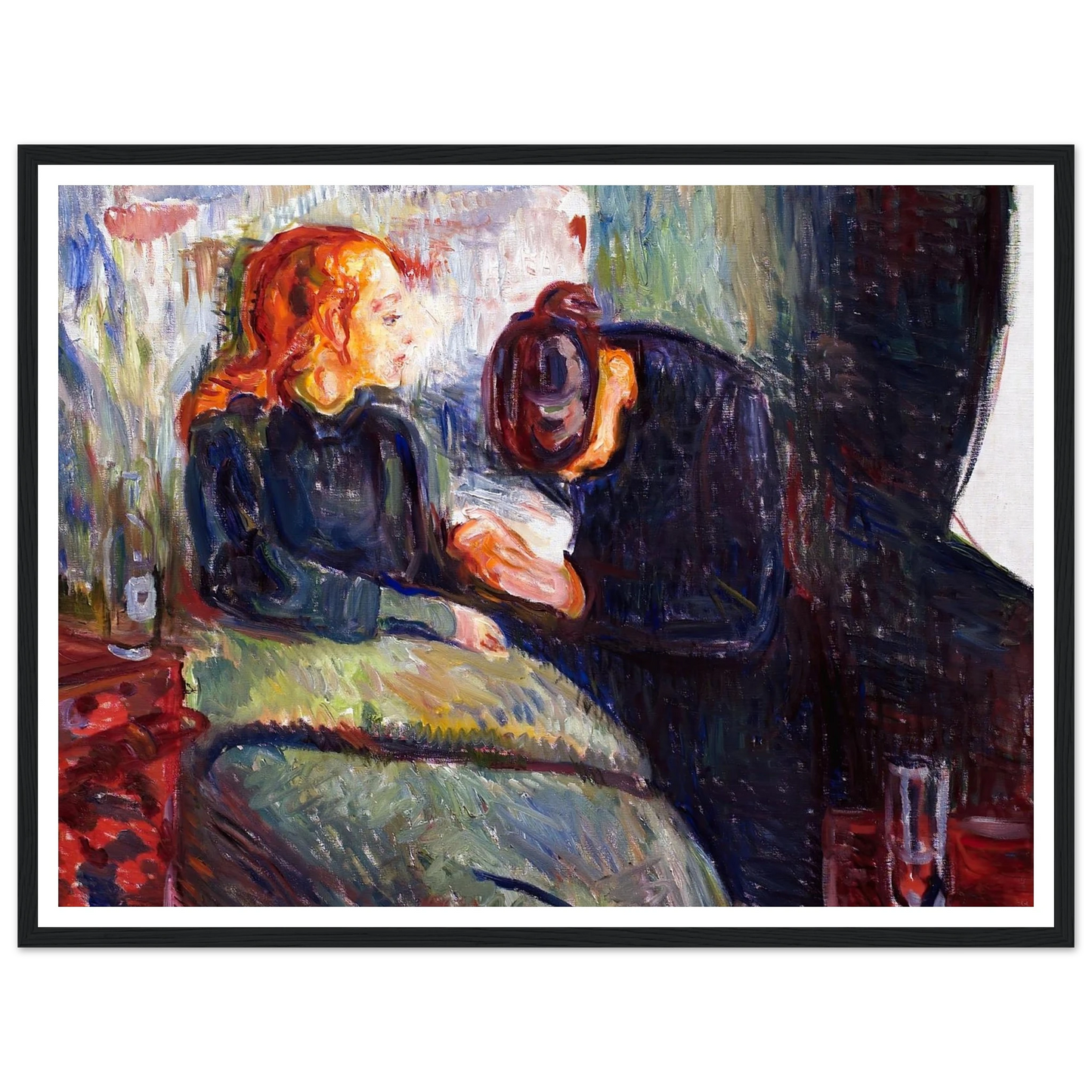 The Sick Child (1907) Art Print | Edvard Munch - Framed Poster - 30x40 cm / 12x16″ - Black frame