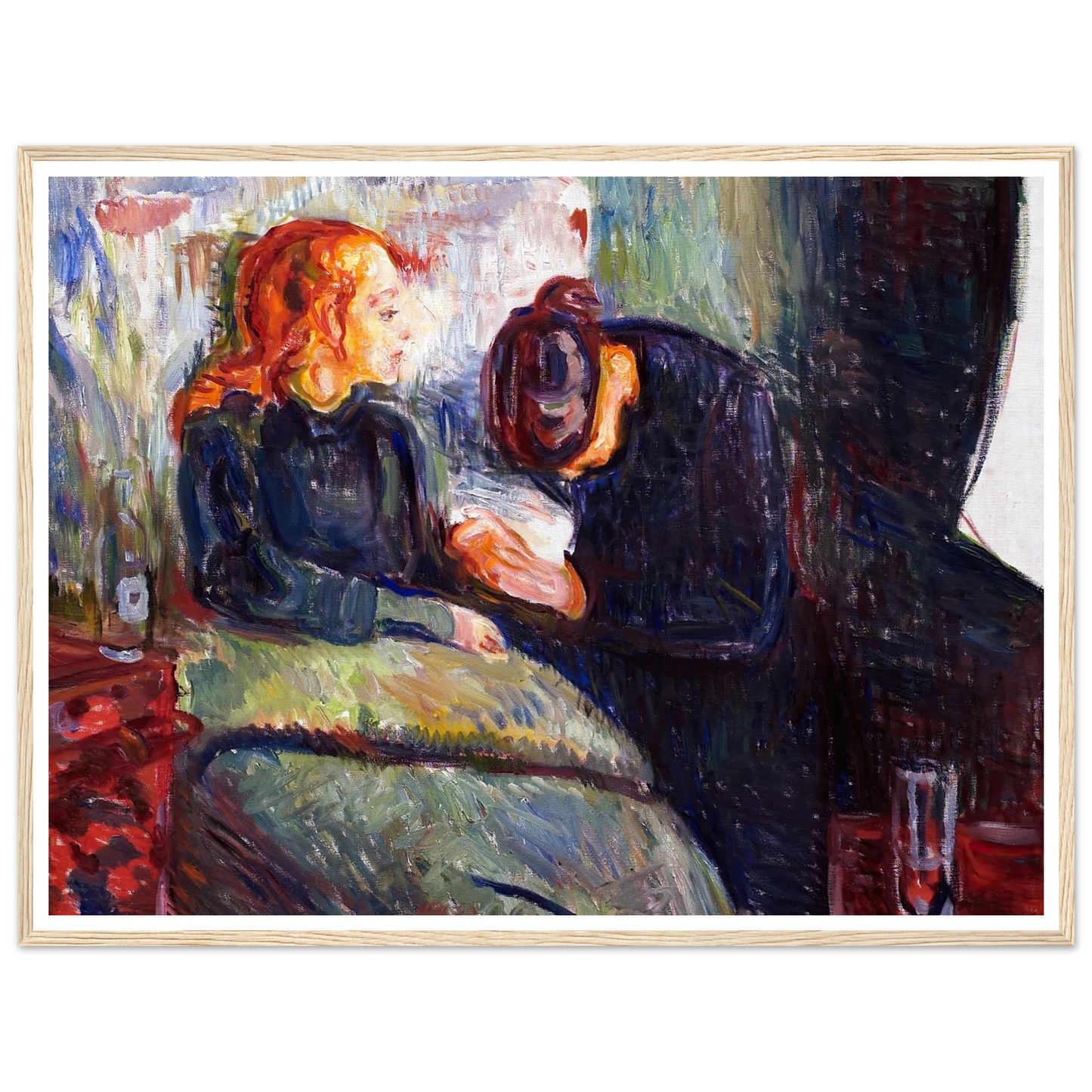 The Sick Child (1907) Art Print | Edvard Munch - Framed Poster - 30x40 cm / 12x16″ - Black frame