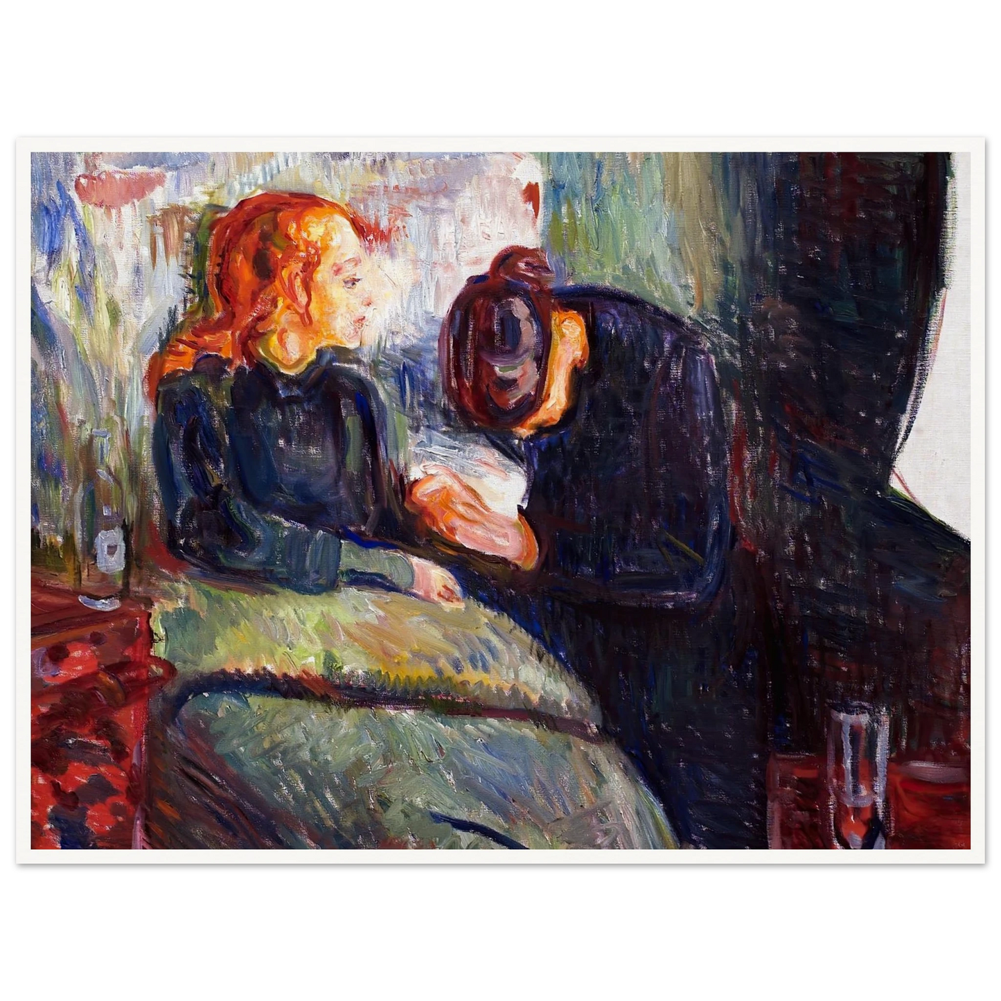 The Sick Child (1907) Art Print | Edvard Munch - Framed Poster - 30x40 cm / 12x16″ - Black frame