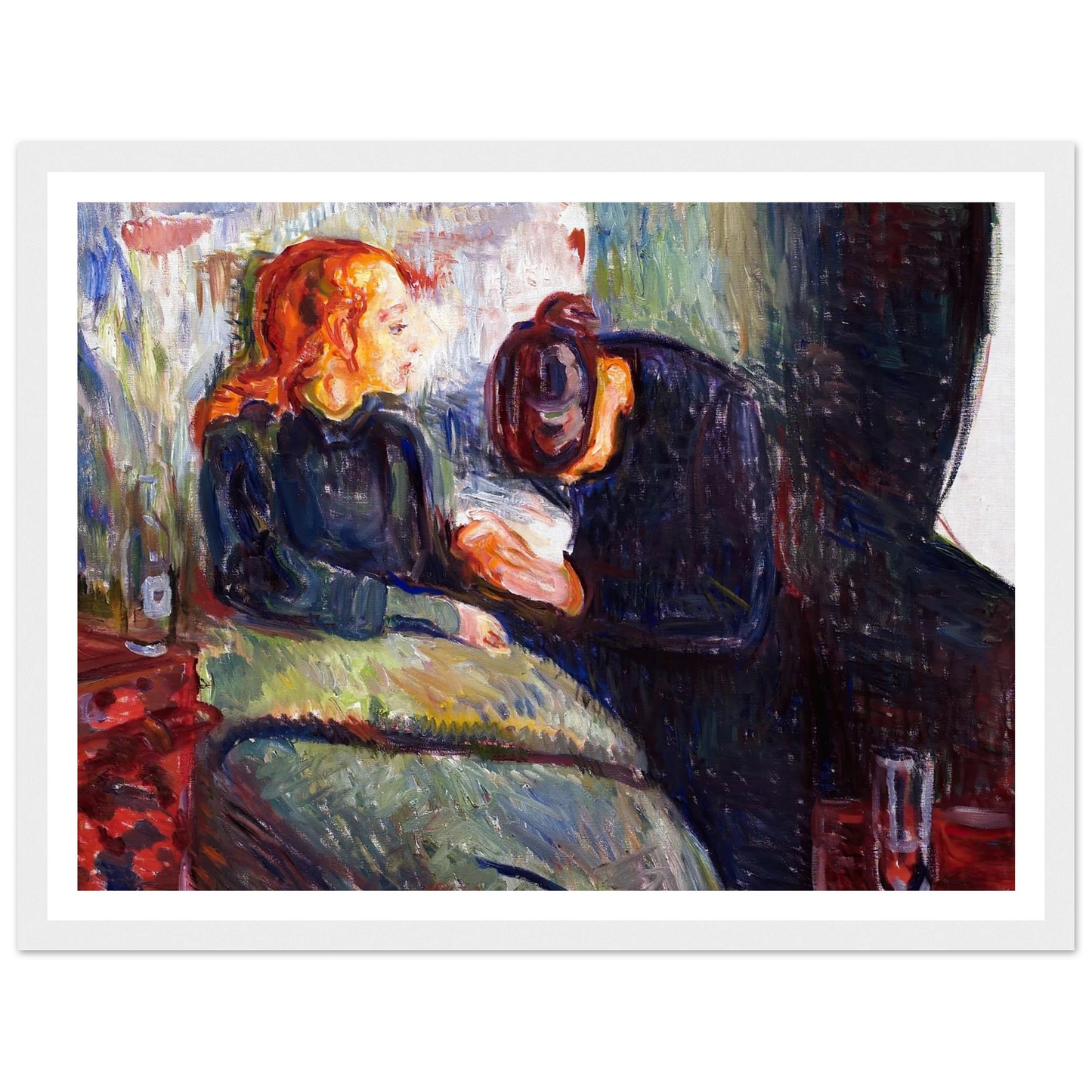 The Sick Child (1907) Art Print | Edvard Munch - Framed Poster - 30x40 cm / 12x16″ - Black frame
