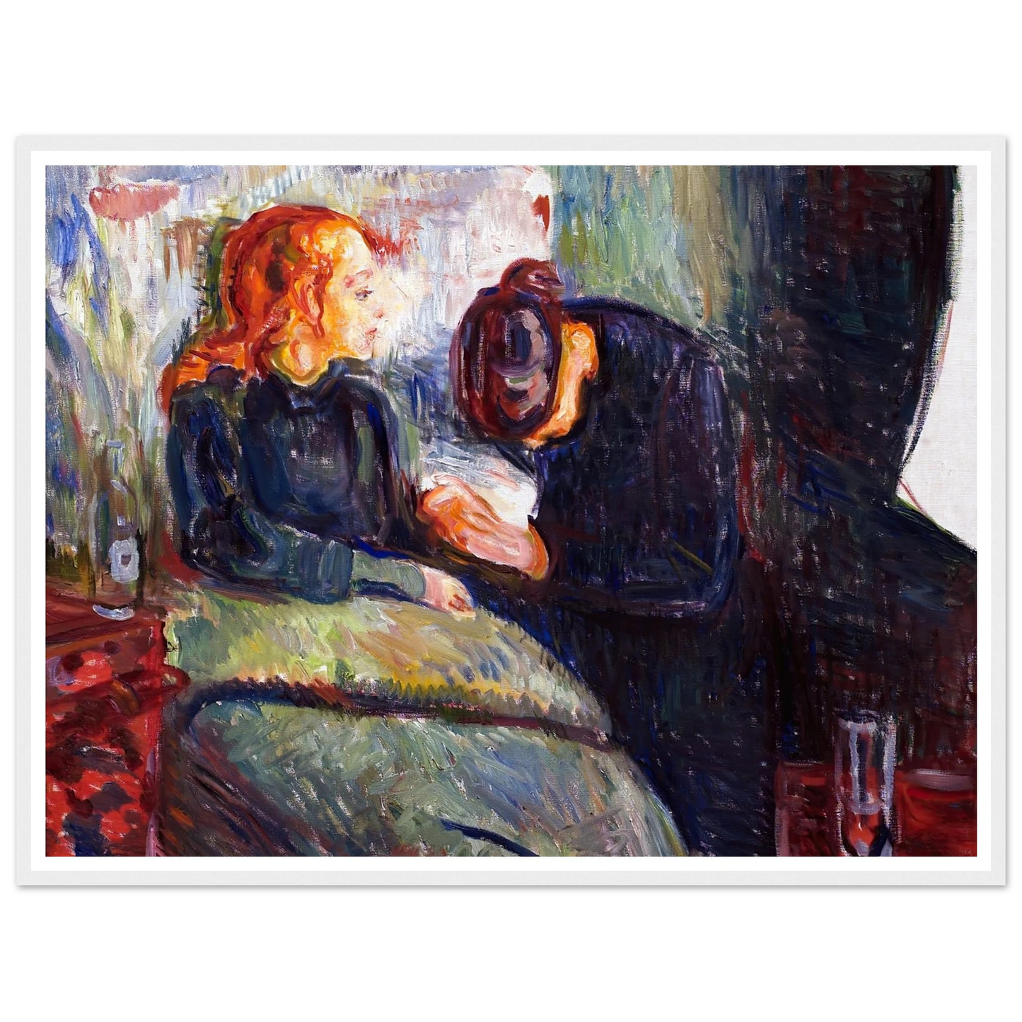 The Sick Child (1907) Art Print | Edvard Munch - Framed Poster - 30x40 cm / 12x16″ - Black frame