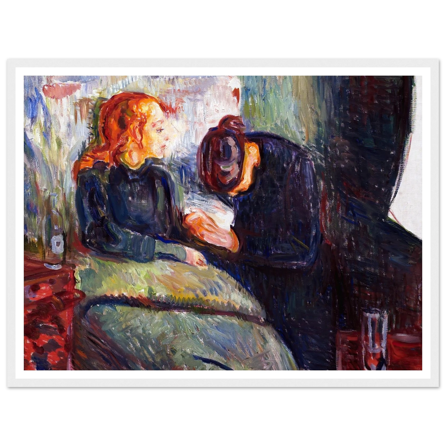 The Sick Child (1907) Art Print | Edvard Munch - Framed Poster - 30x40 cm / 12x16″ - Black frame