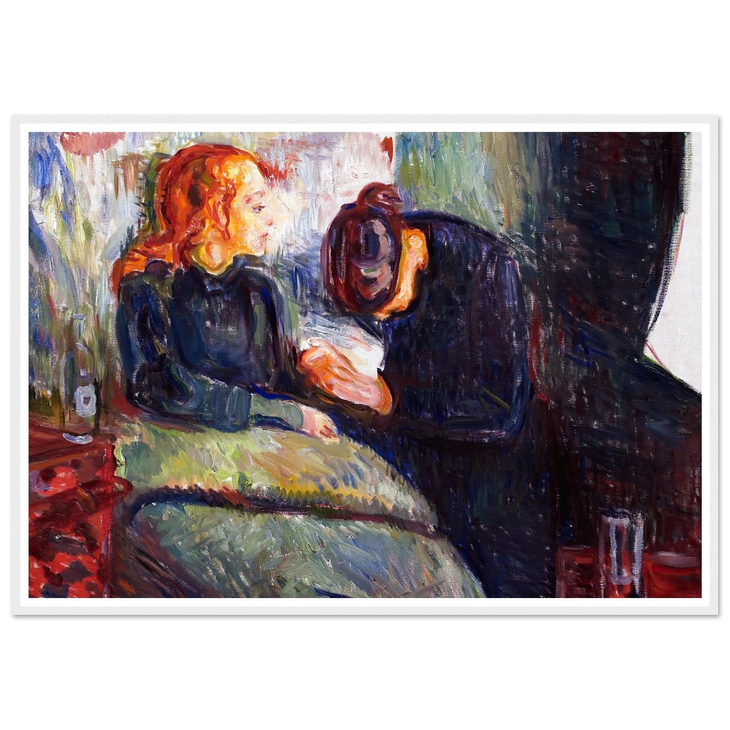 The Sick Child (1907) Art Print | Edvard Munch - Framed Poster - 30x40 cm / 12x16″ - Black frame