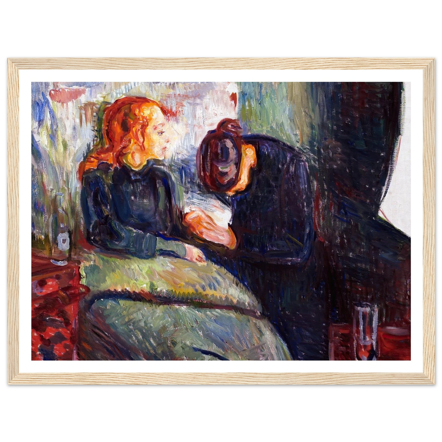 The Sick Child (1907) Art Print | Edvard Munch - Framed Poster - 30x40 cm / 12x16″ - Black frame