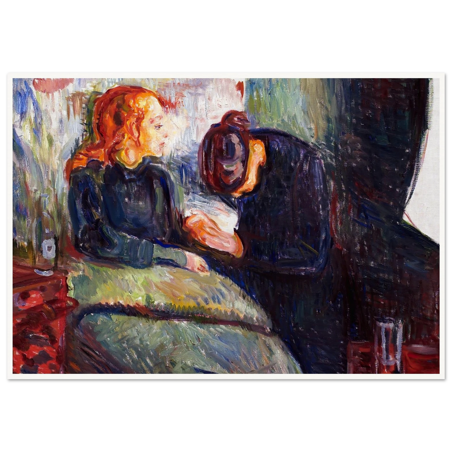 The Sick Child (1907) Art Print | Edvard Munch - Framed Poster - 30x40 cm / 12x16″ - Black frame