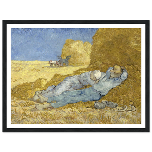 The Siesta (After Millet) Art Print | Vincent van Gogh - Framed Poster - 30x40 cm / 12x16″ - Black frame