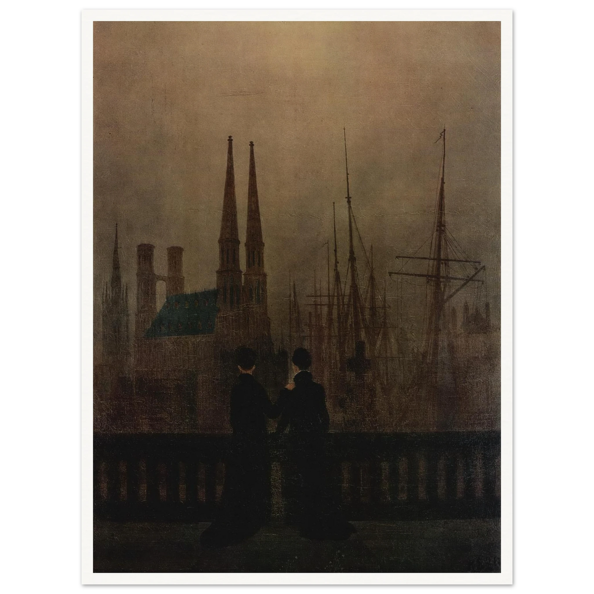The Sisters on the Balcony (1820) Art Print | Caspar David Friedrich - Framed Poster - 30x40 cm / 12x16″ - Black frame